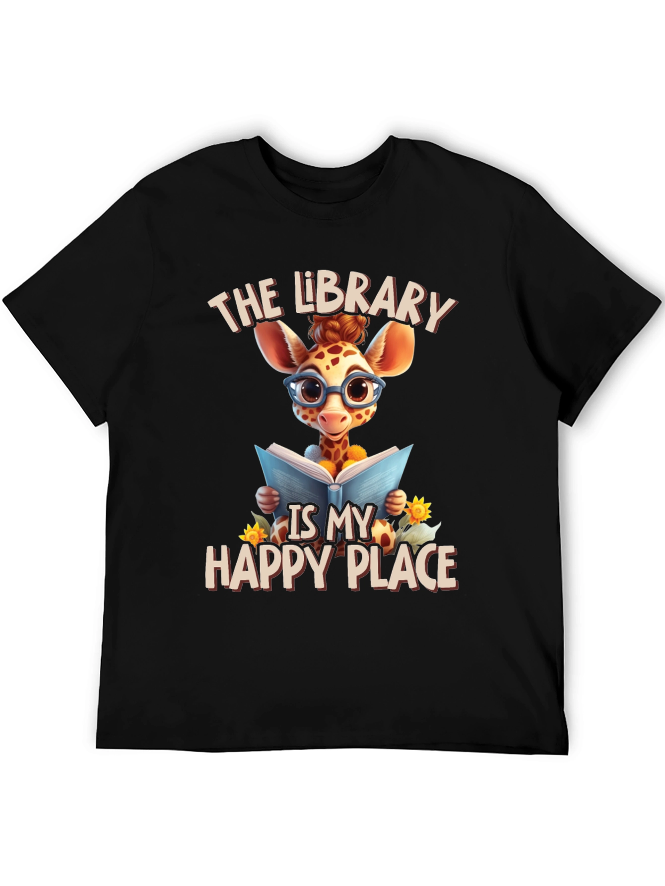 Black Library Giraffe T-Shirt - Book Lover Tee view 5