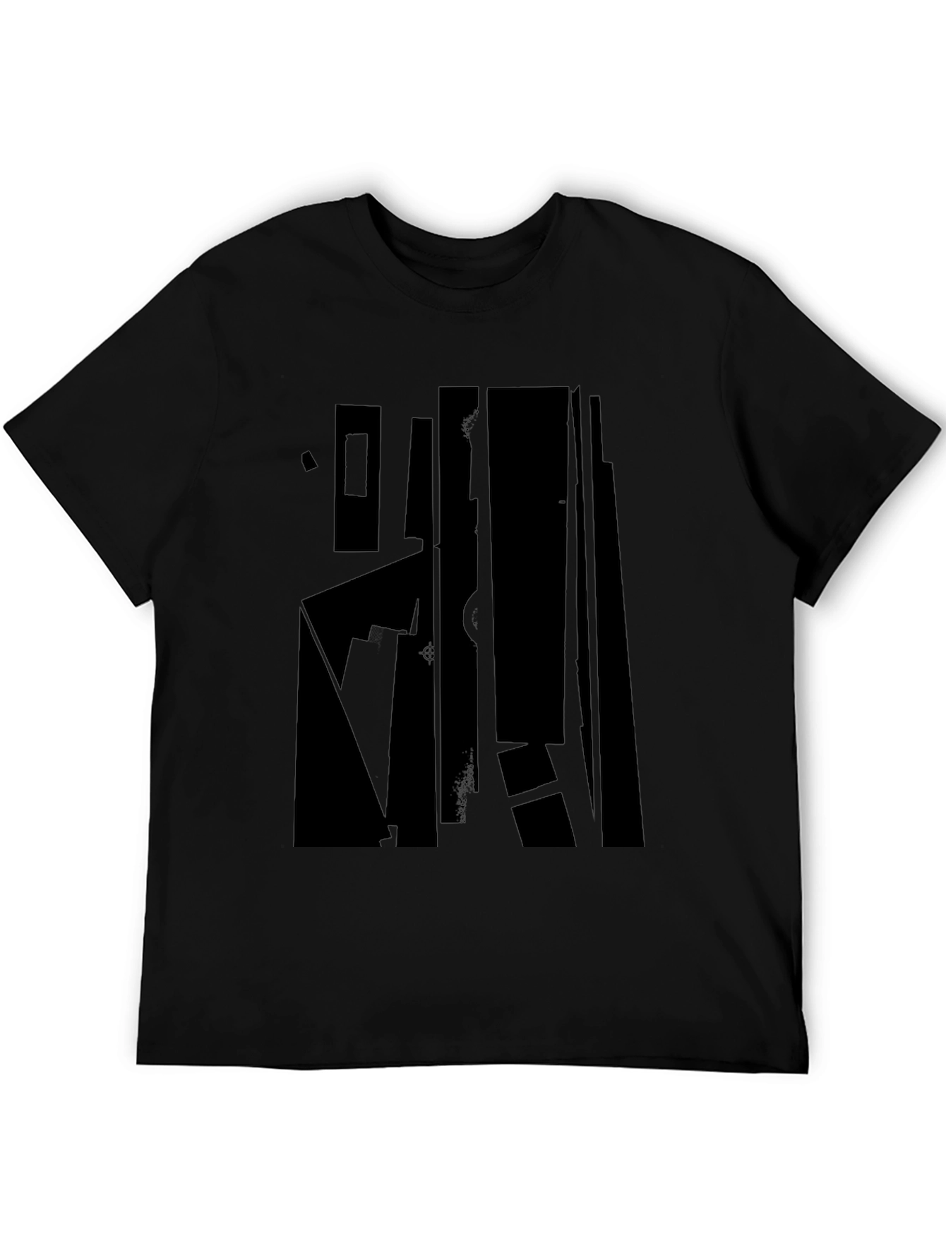 Black Abstract Graphic Black T-Shirt - Modern Minimalist Design view 5