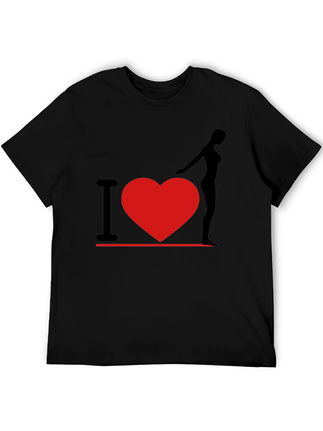 Black I Heart Woman T-Shirt - Black, Graphic Tee view 5