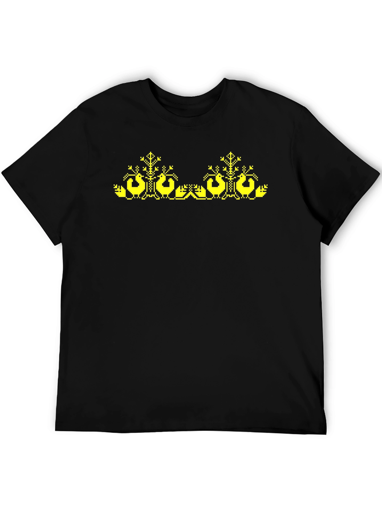 Black Pixel Art Bird & Tree Black T-Shirt view 5