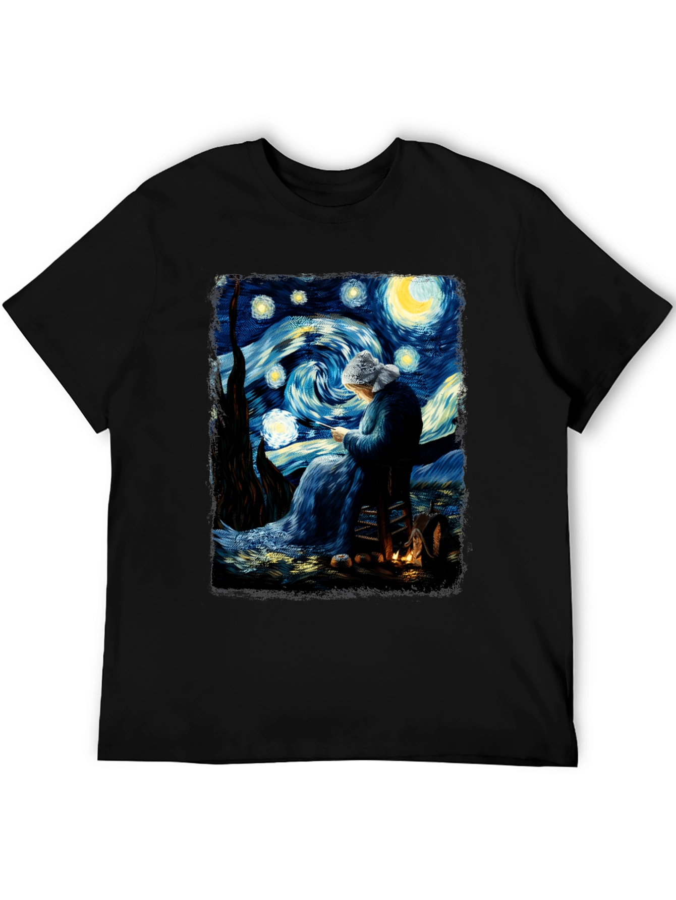 Black Starry Night Knitting T-Shirt view 5