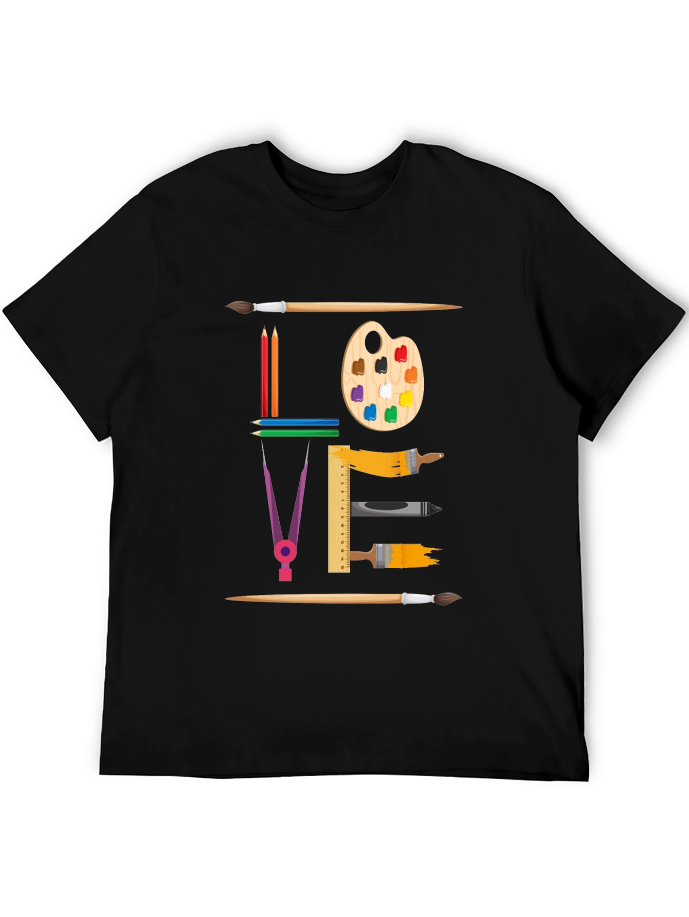 Black Artistic Love Graphic T-Shirt view 5