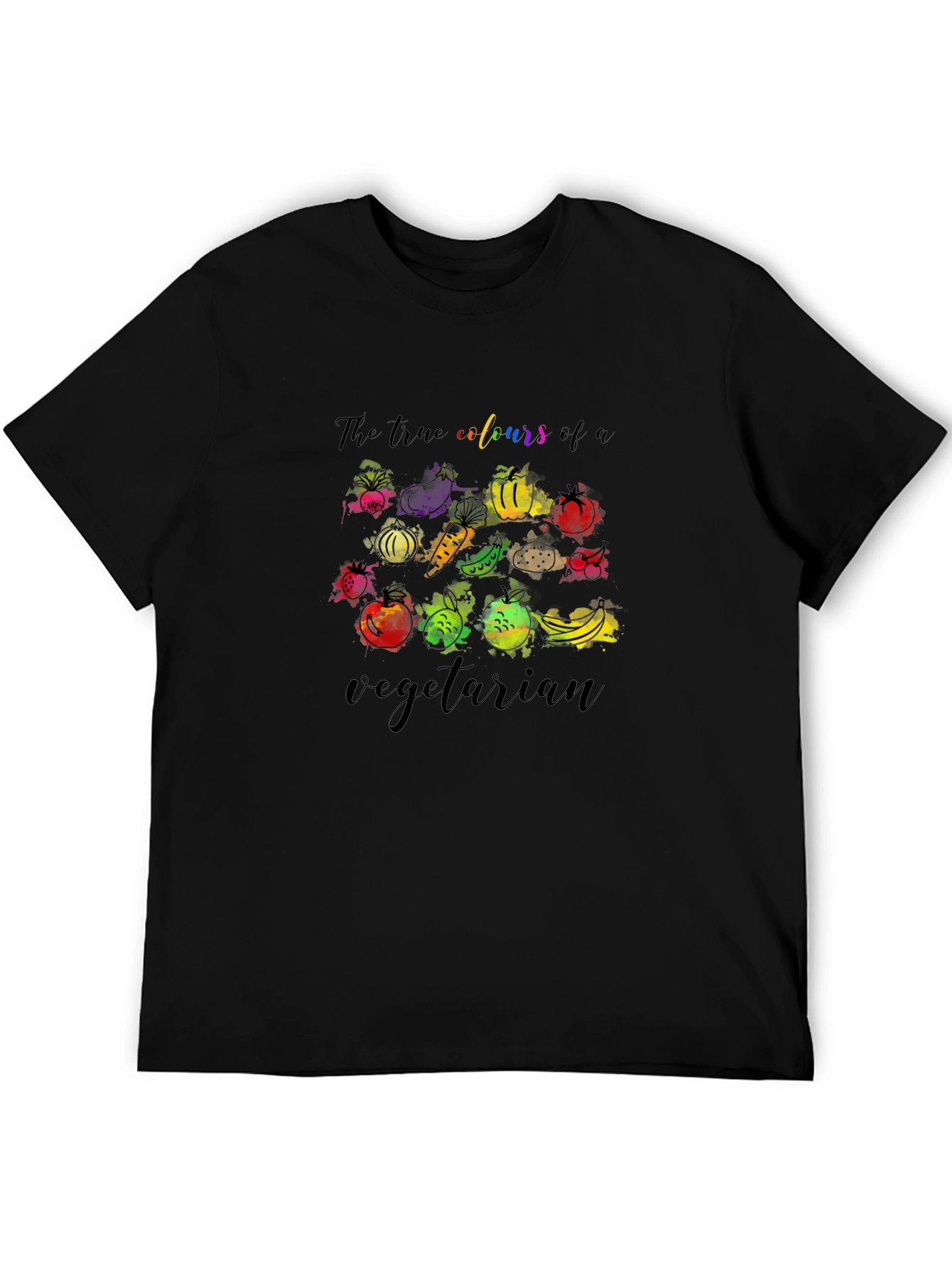 Black Vegetarian T-Shirt - True Colors Graphic Tee view 5