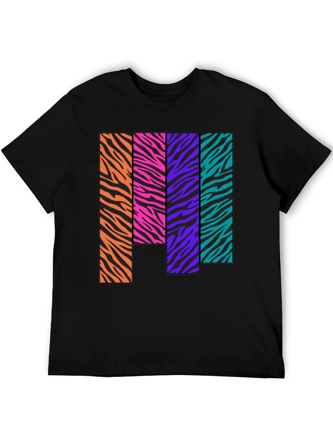 Black Retro Zebra Stripe Block Tee view 5