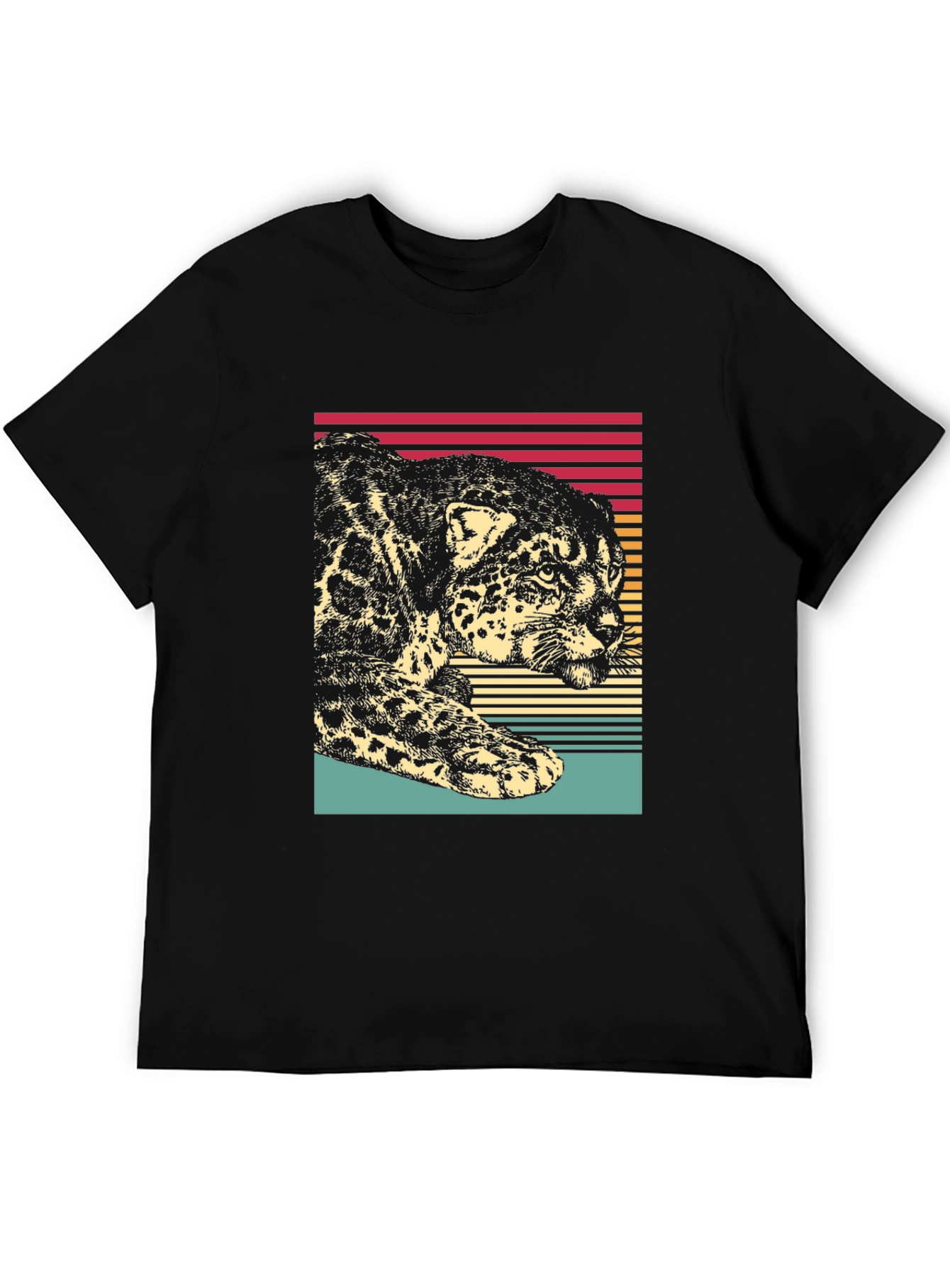 Black Retro Jaguar Graphic Tee - Black Cotton Blend view 5
