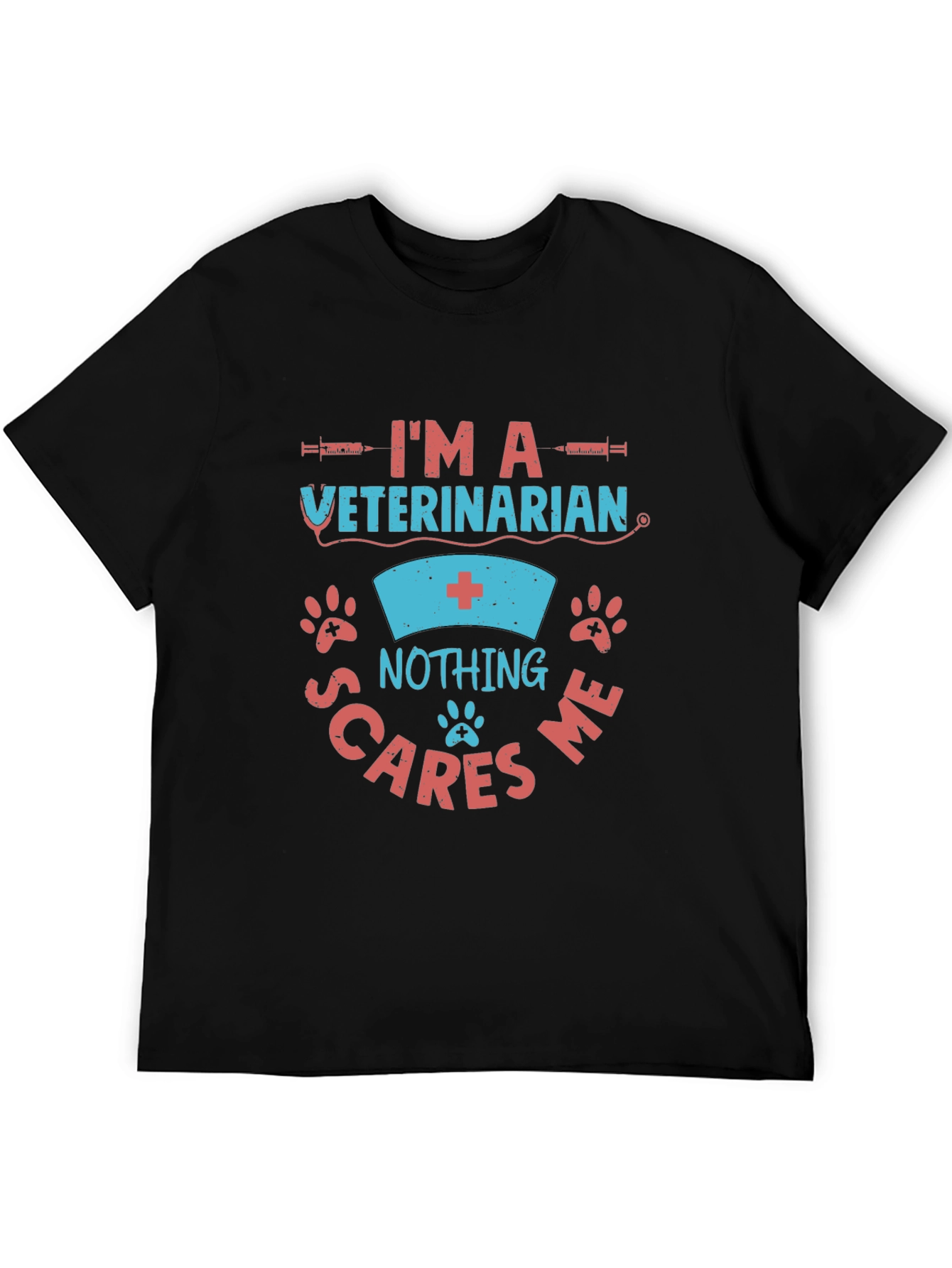 Black Veterinarian Nothing Scares Me Graphic T-Shirt view 5