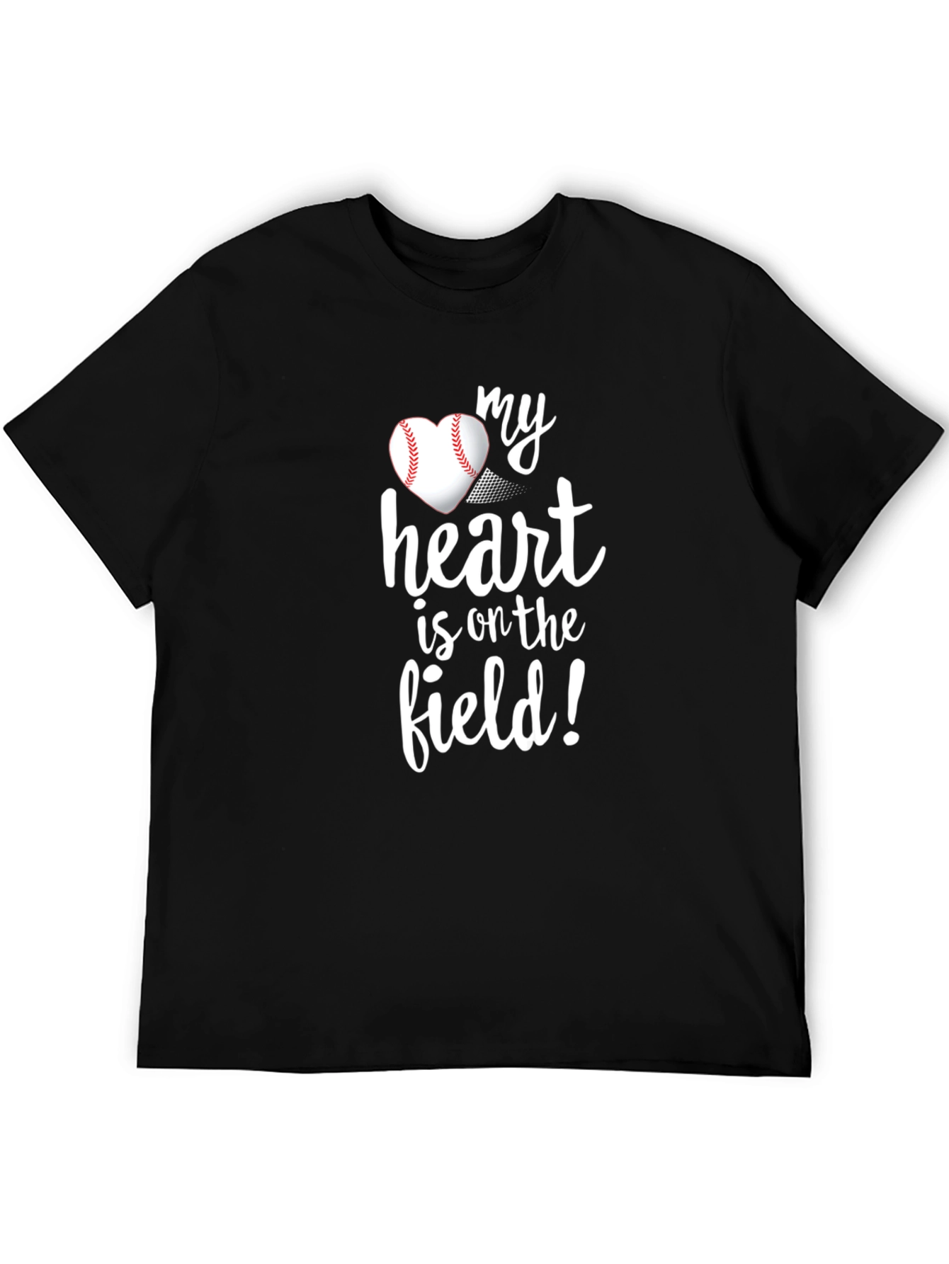 Black Baseball Heart T-Shirt - My Heart is on the Field! view 5