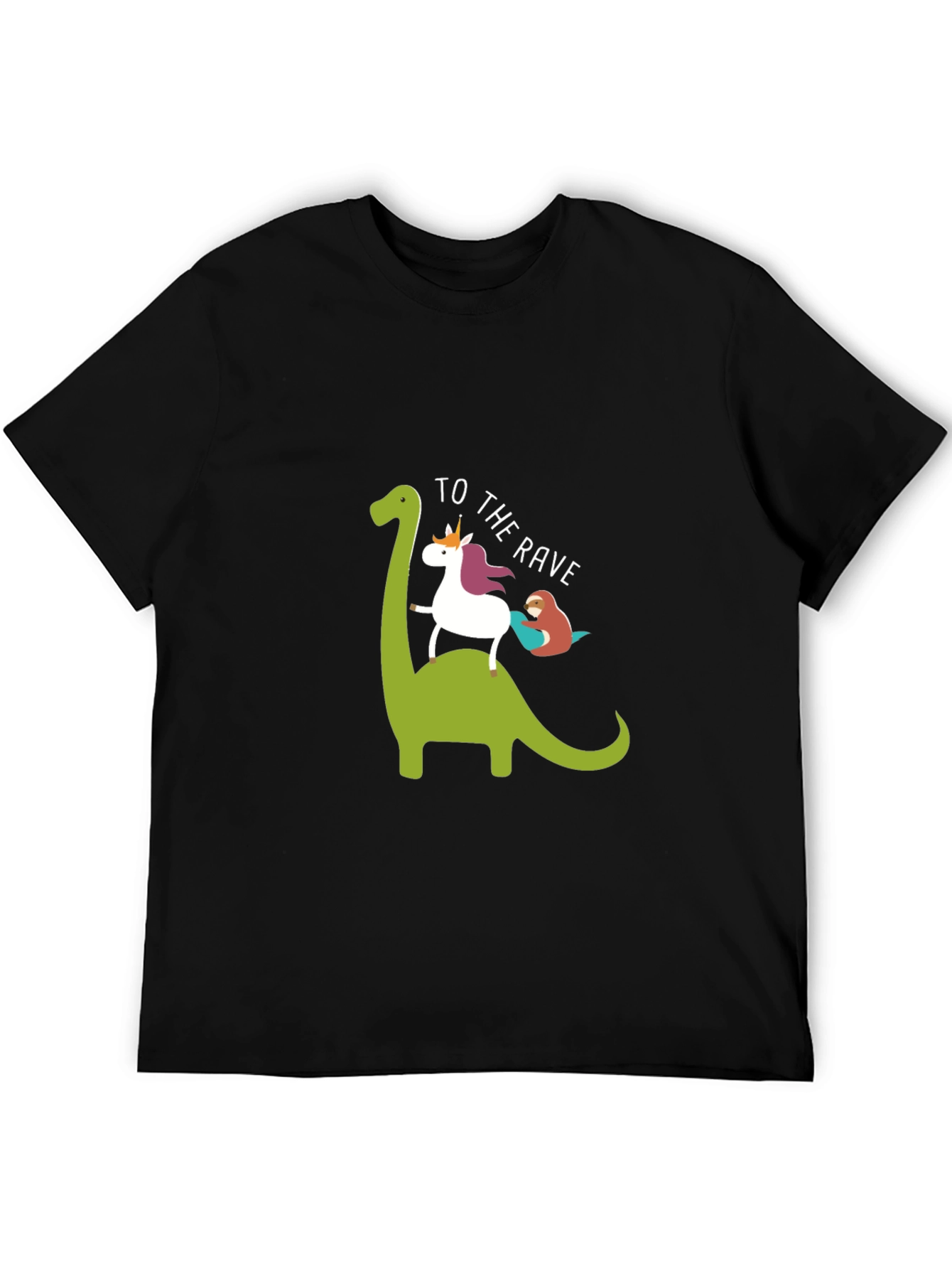 Black Dino Unicorn Rave T-Shirt - Funny Graphic Tee view 5
