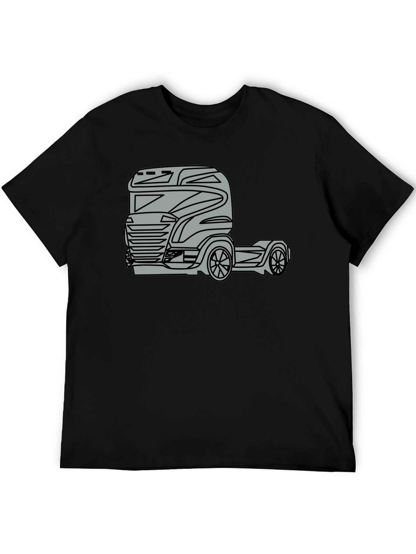Black Truck Graphic Tee - Modern Black Cotton Blend T-Shirt view 5