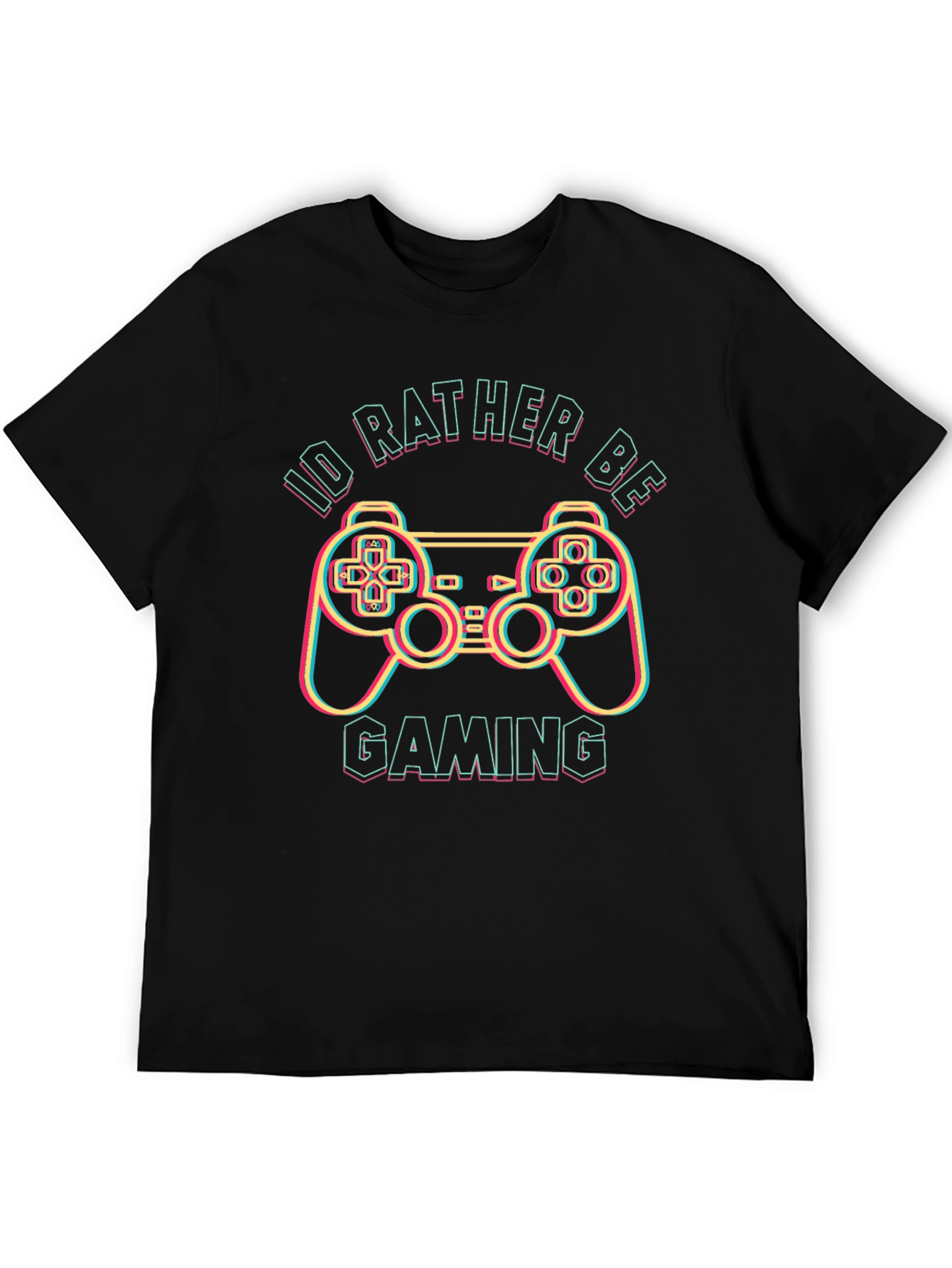 Black I'd Rather Be Gaming T-Shirt - Gamer Gift view 5