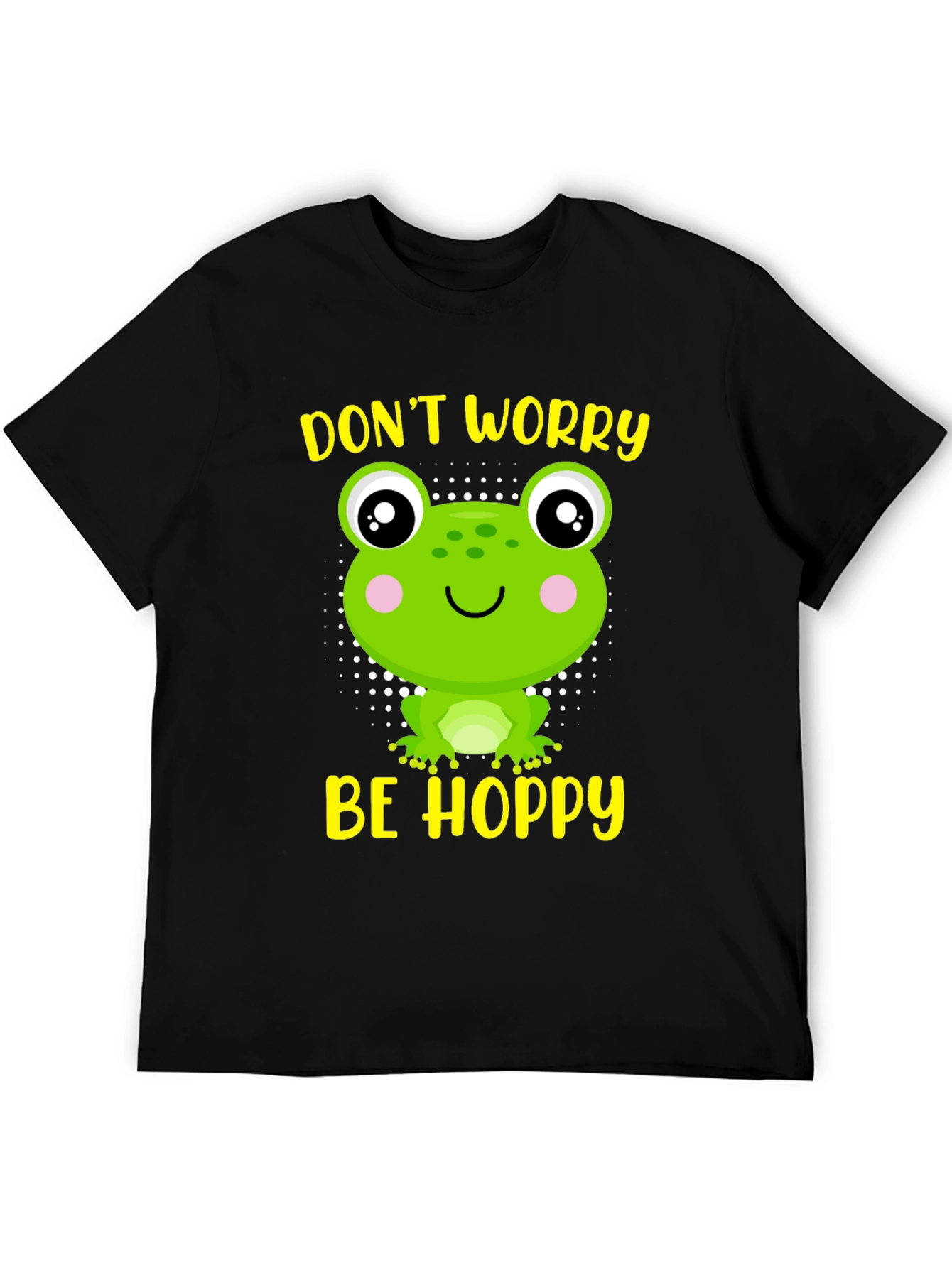 Black Don't Worry Be Hoppy Frog Graphic Tee view 5