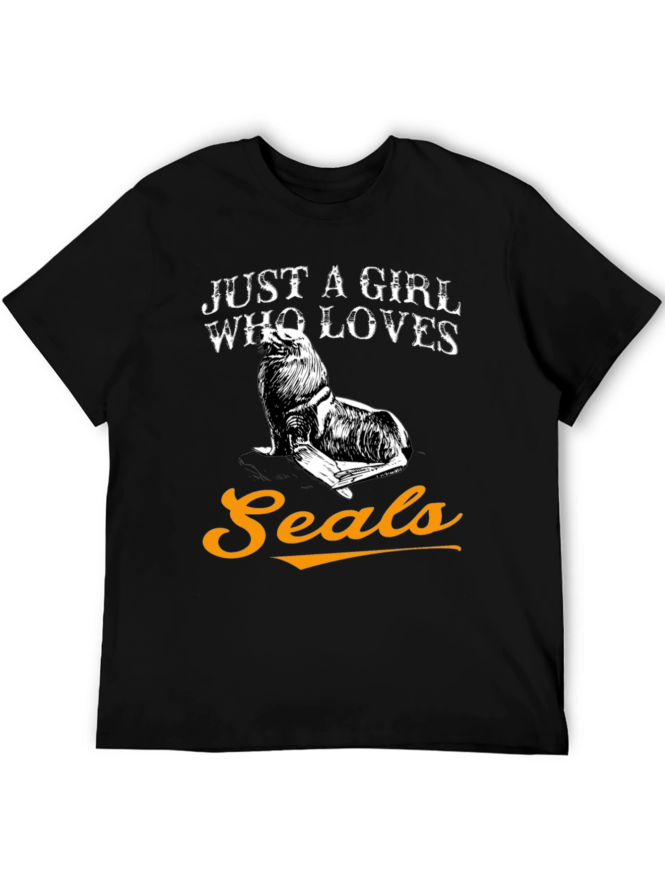 Black Just a Girl Who Loves Seals Graphic T-Shirt view 5