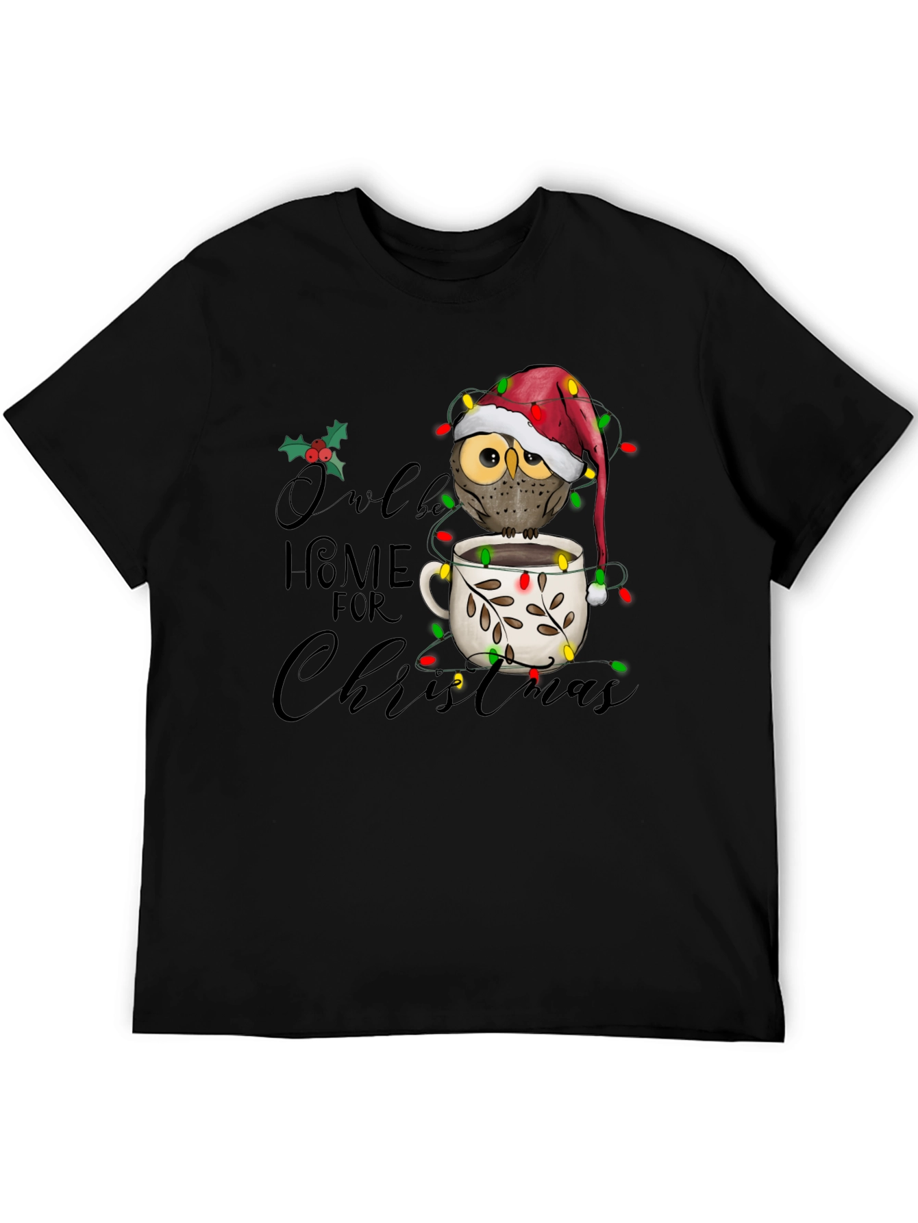 Black Owl Be Home for Christmas Graphic Tee view 5