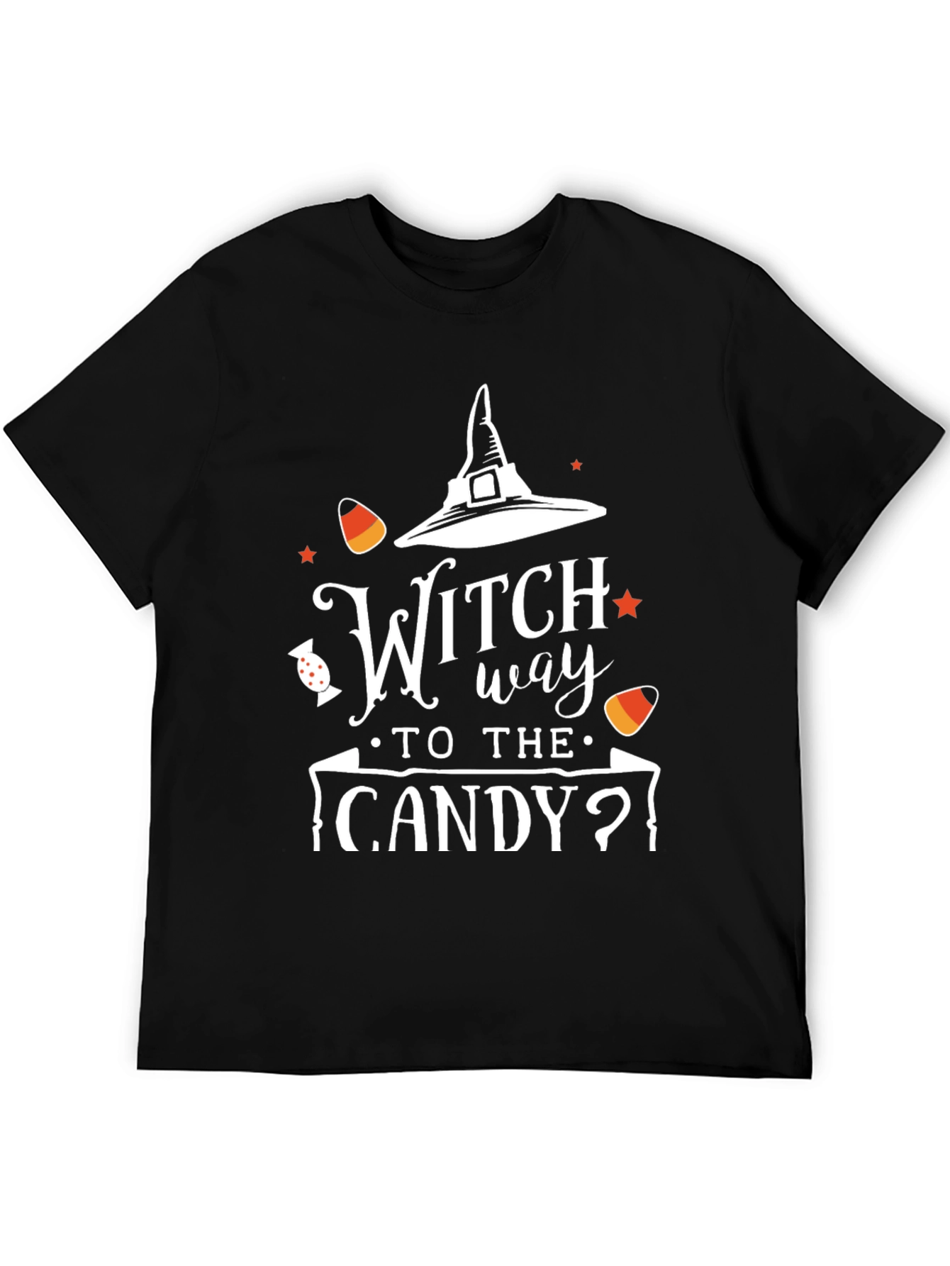 Black Witch Way to the Candy? Halloween T-Shirt view 5