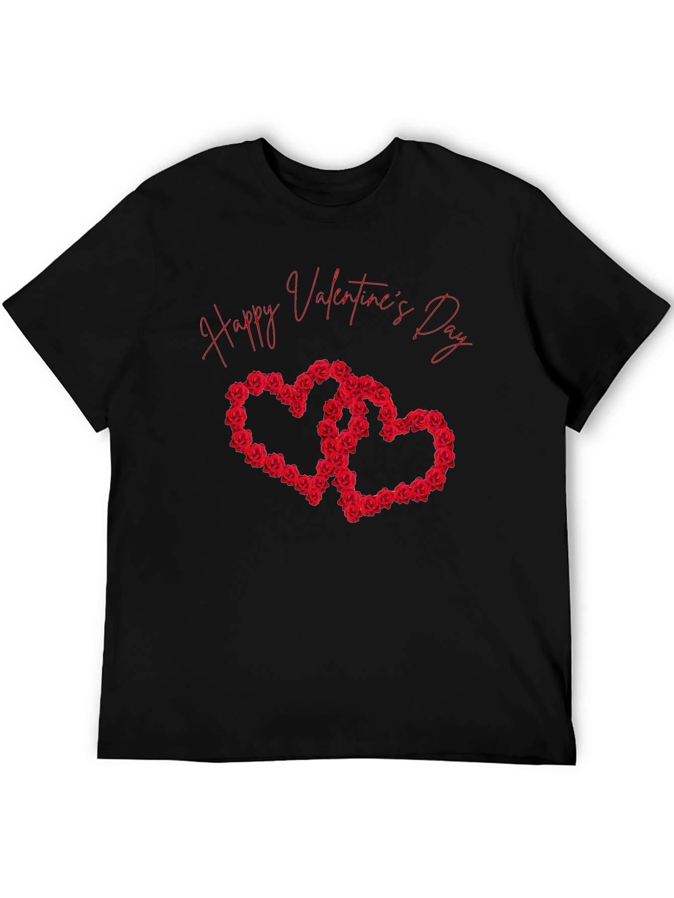 Black Happy Valentine's Day Rose Heart Graphic Tee view 5