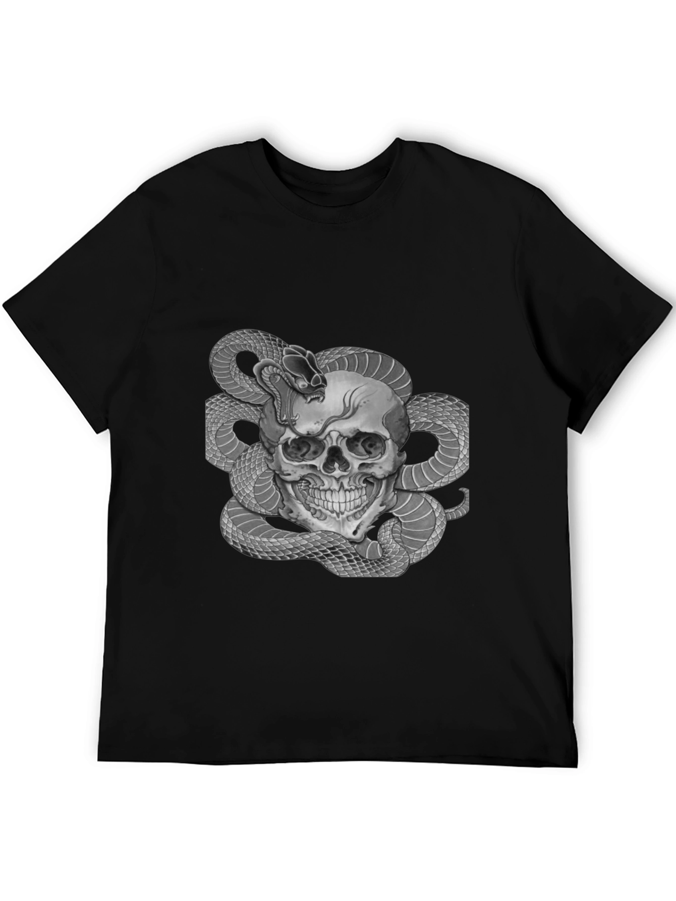 Black Skull & Snake Graphic Tee - Men's Black T-Shirt view 5