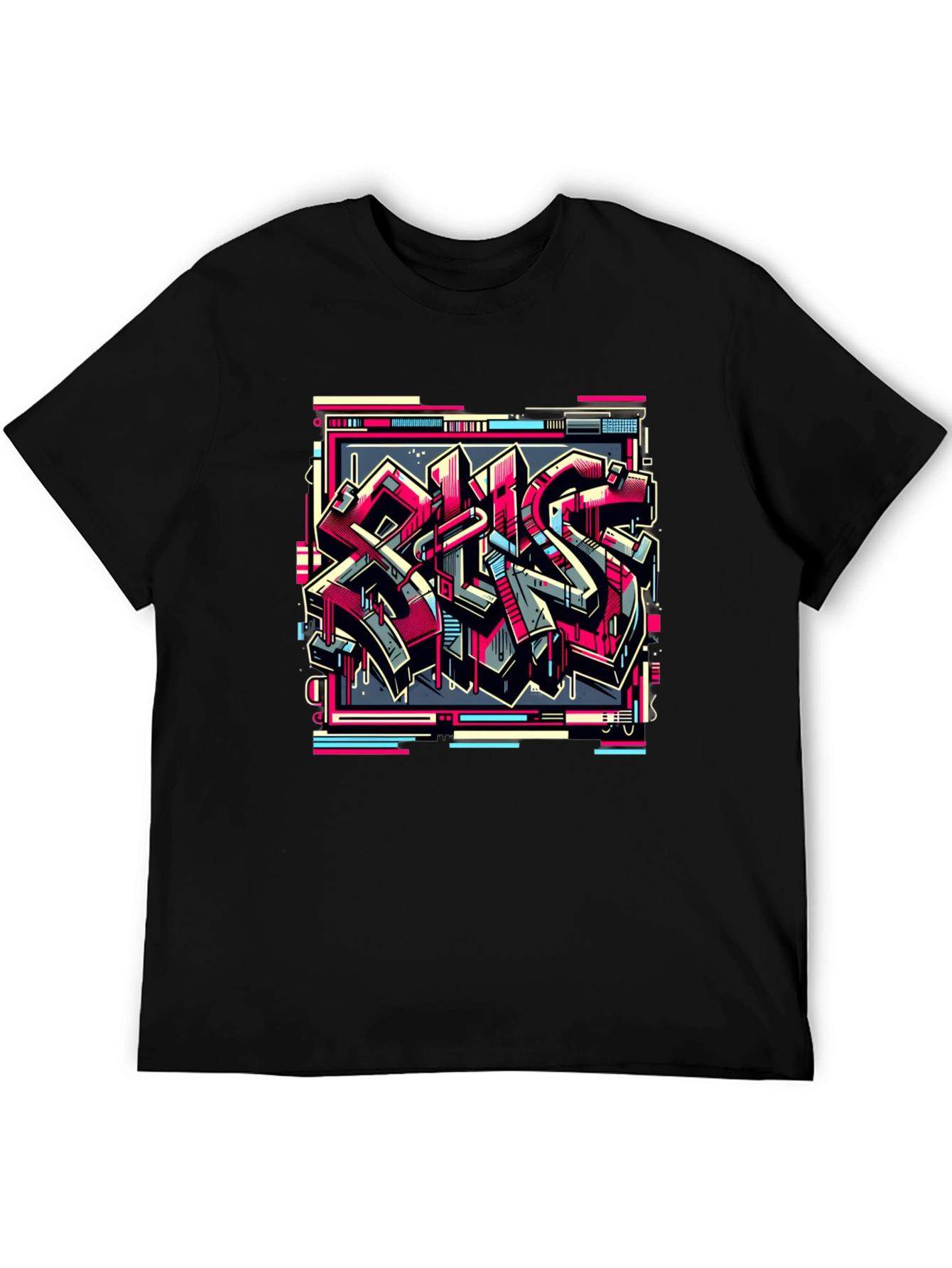 Black Urban Graffiti Graphic Tee - Street Style Black T-Shirt view 5