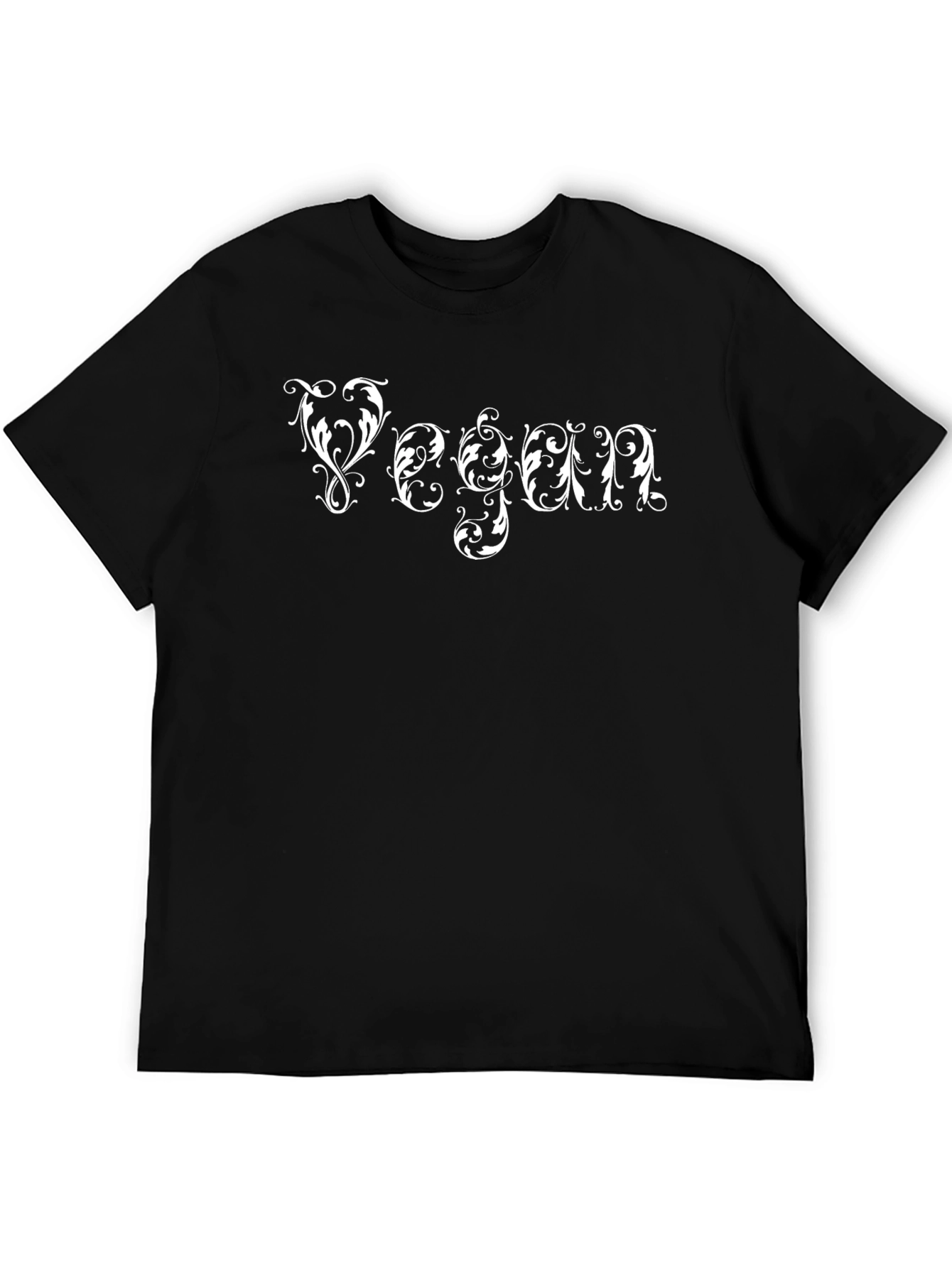 Black Vegan Ornamental Script Black T-Shirt view 5