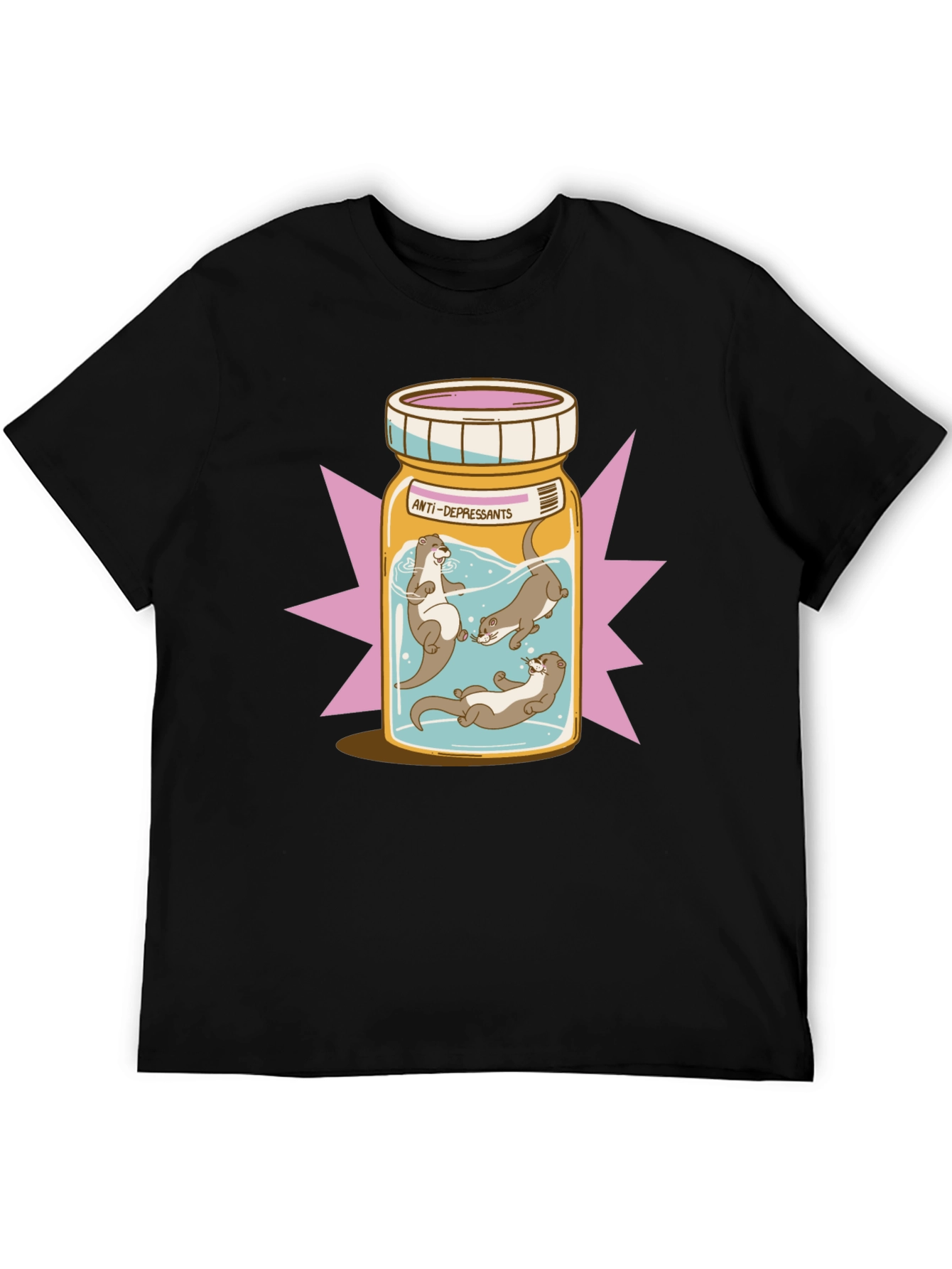Black Otter Antidepressant T-Shirt - Playful Graphic Tee view 5