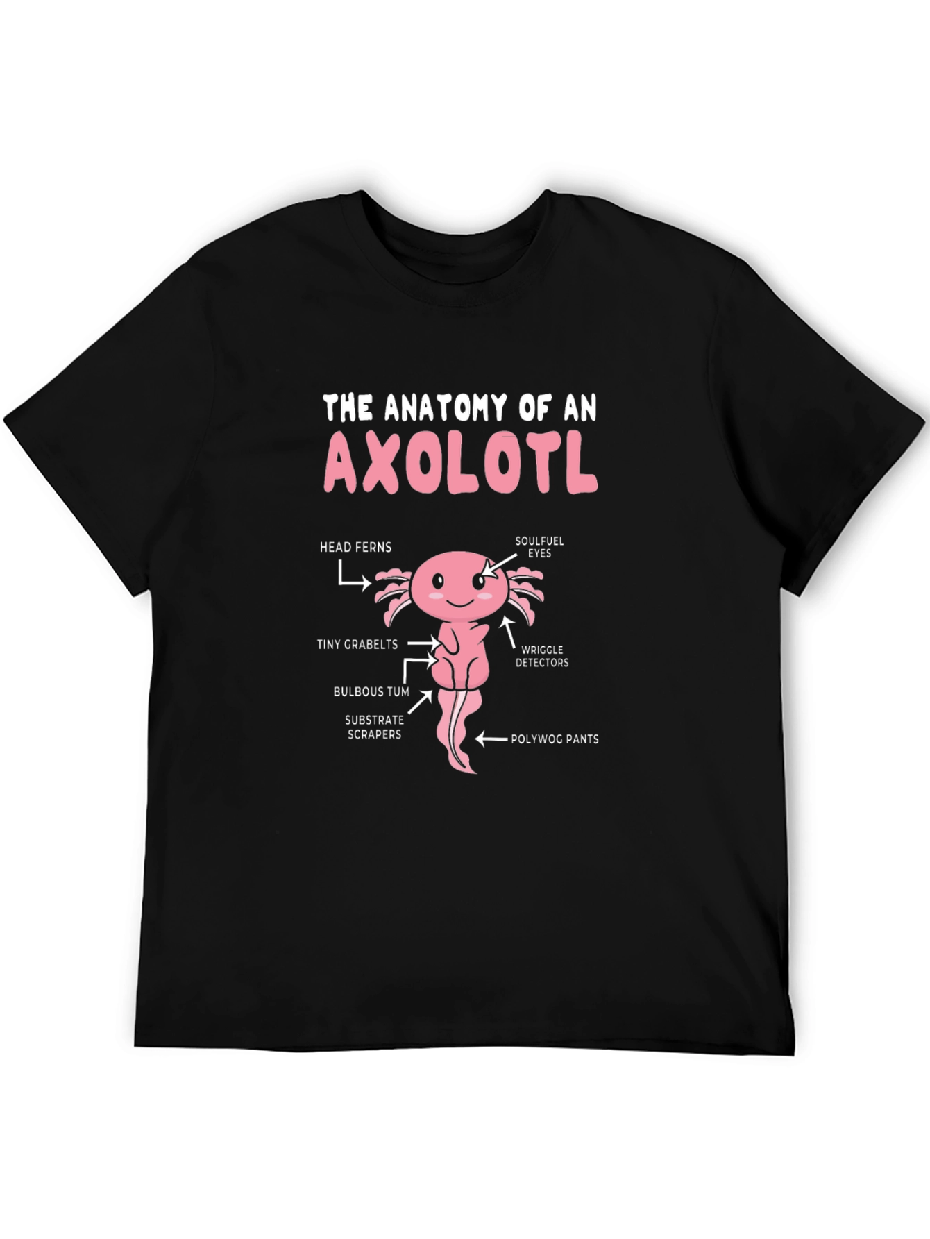 Black Anatomy of an Axolotl Funny T-Shirt view 5