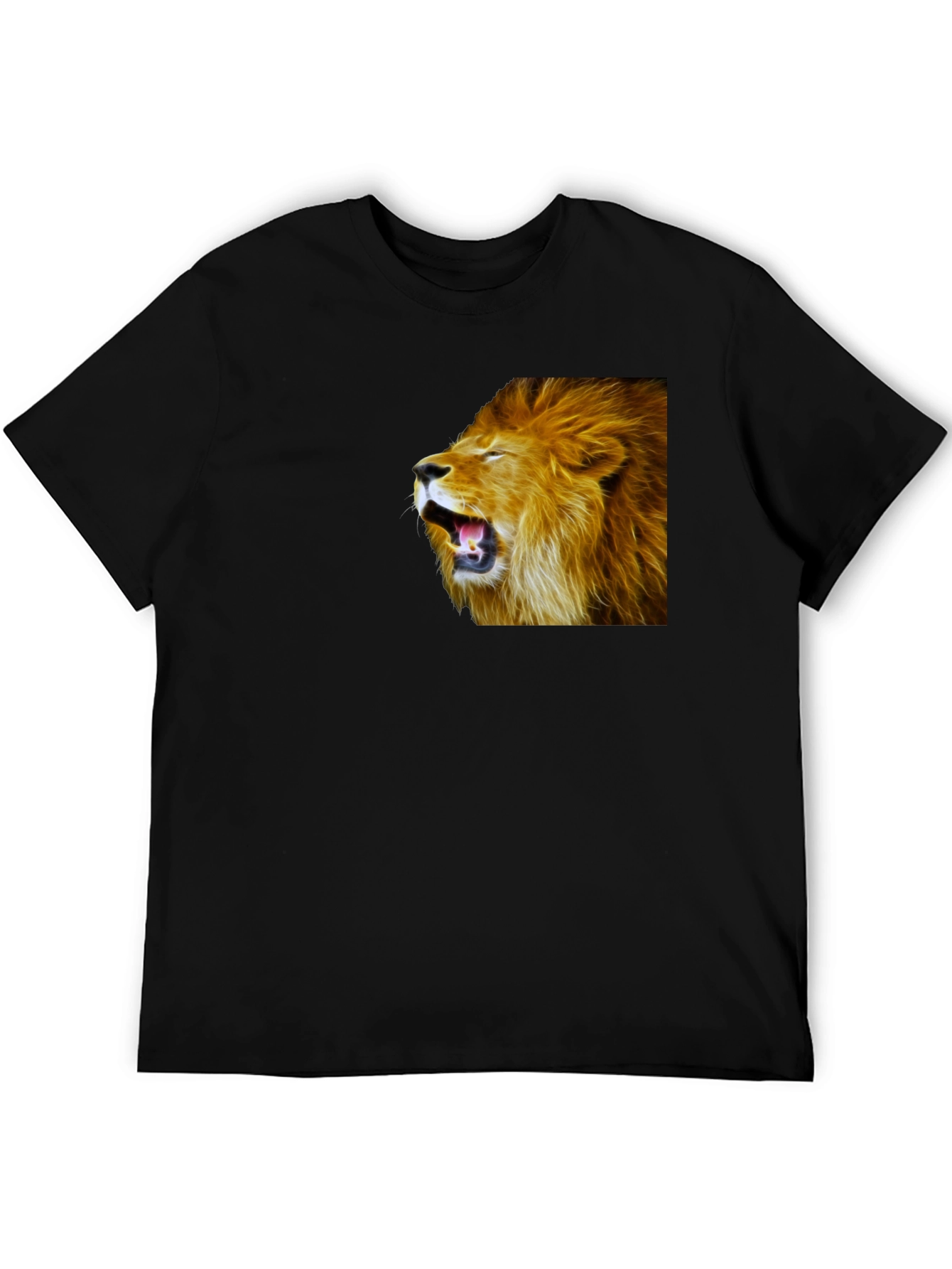 Black Roaring Lion Graphic Black T-Shirt view 5