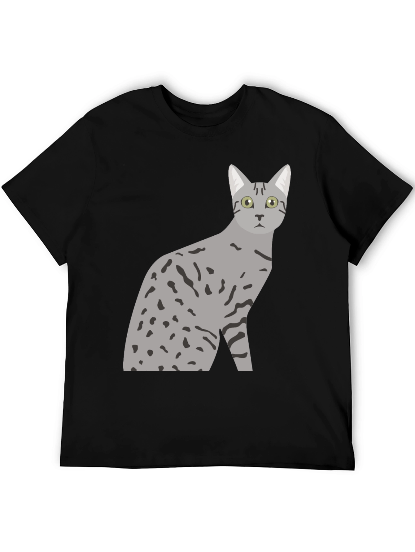 Black Cool Cat Graphic Tee - Black Cotton Blend Shirt view 5