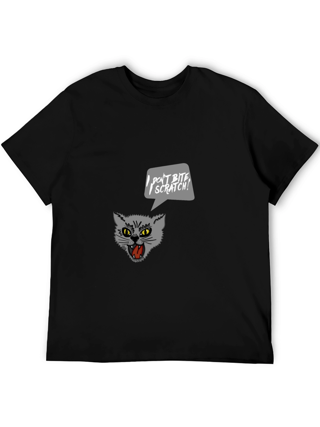 Black Cat-itude T-Shirt: "I Don't Bite, I Scratch!" view 5