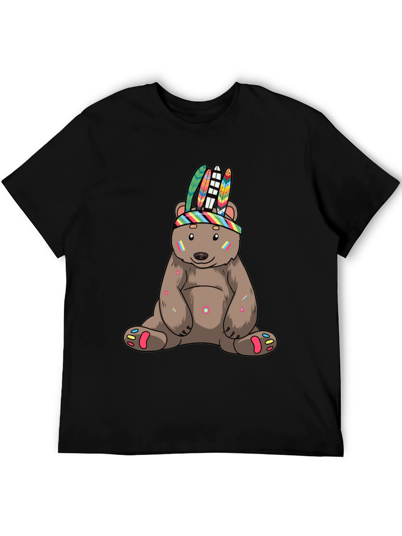 Black Cool Bear T-Shirt - Fun, Colorful Design view 5
