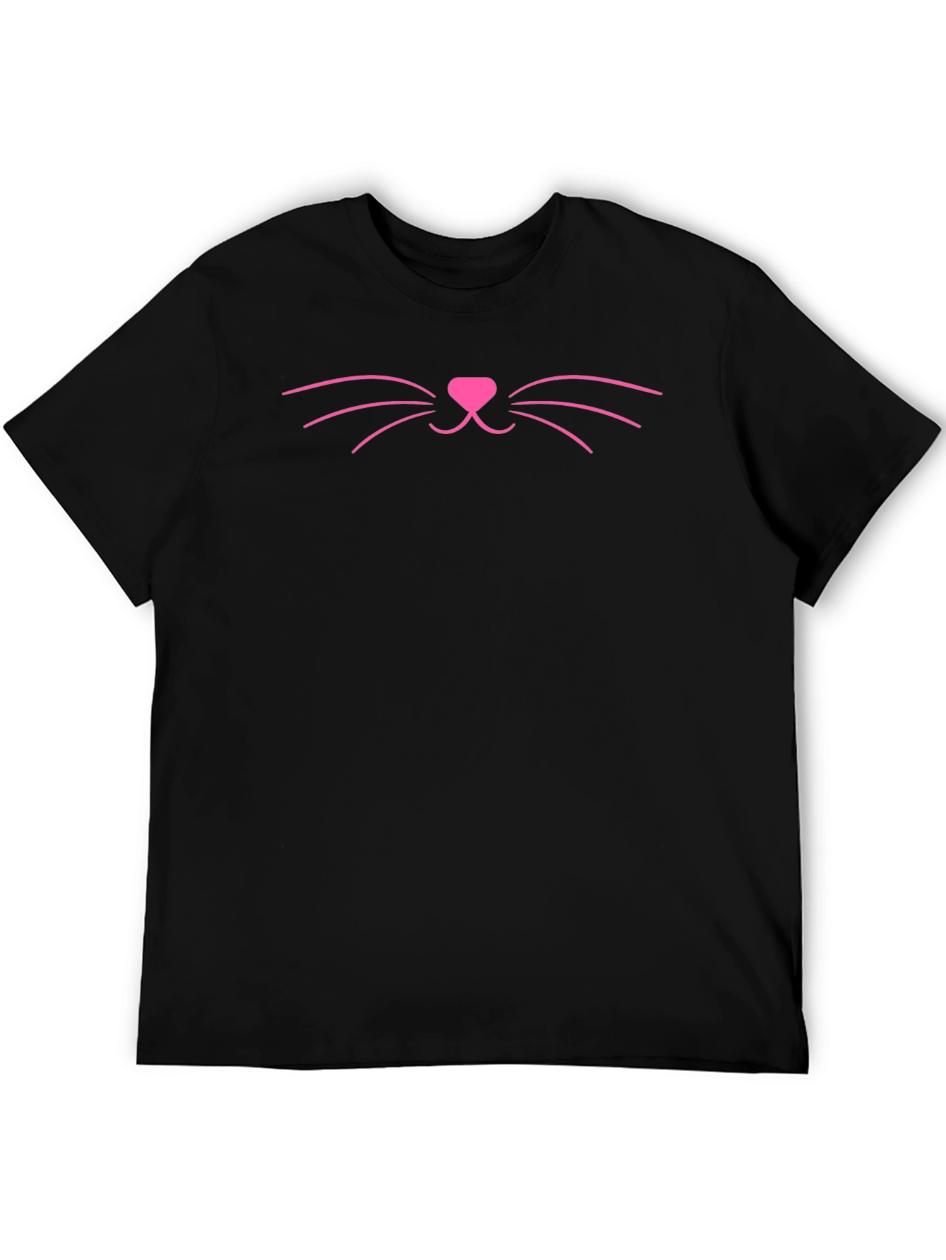 Black Cute Cat Face Graphic T-Shirt - Black view 5