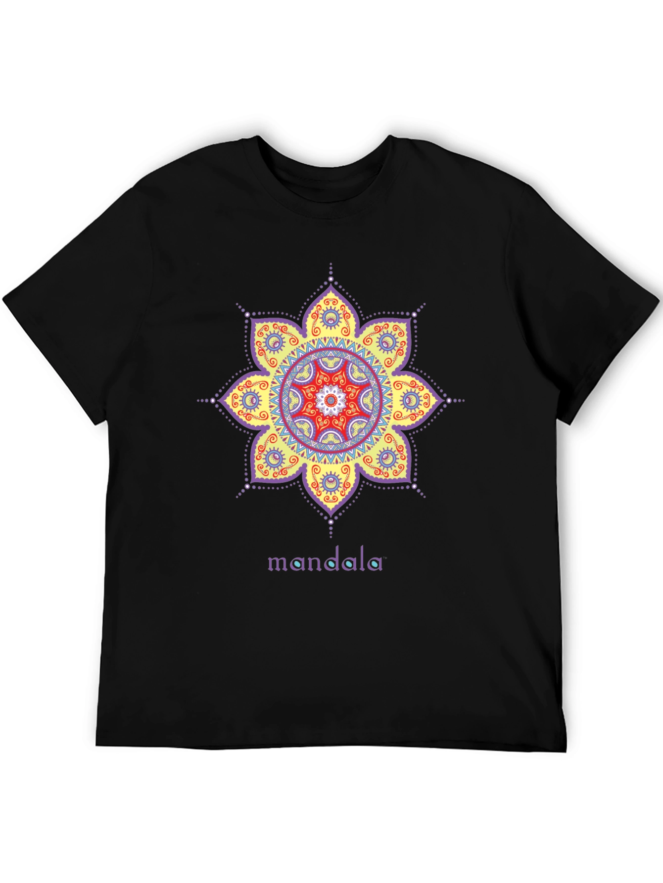 Black Mandala Print Black T-Shirt view 5