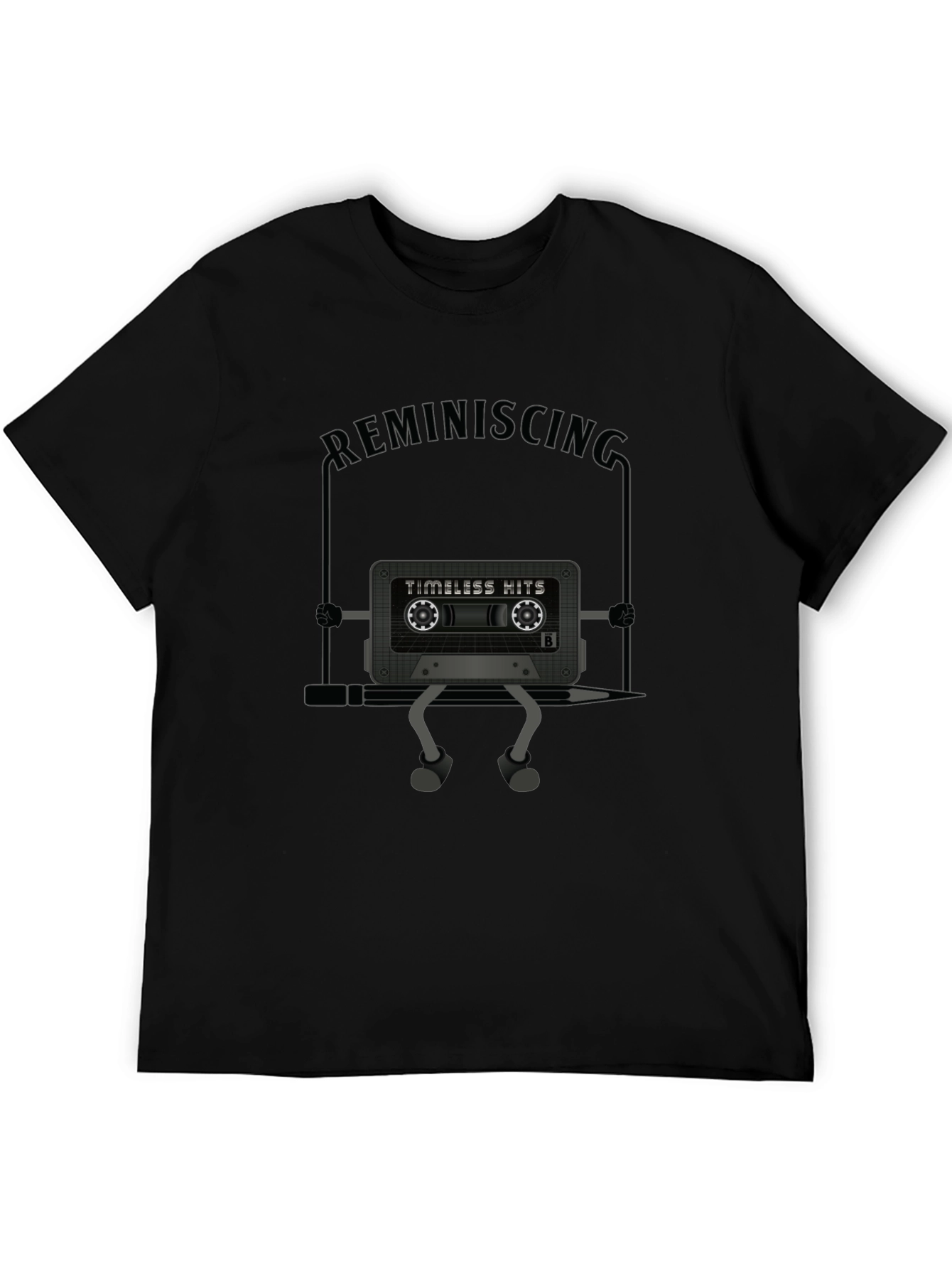 Black Retro Music Cassette T-Shirt - Reminiscing Tee view 5
