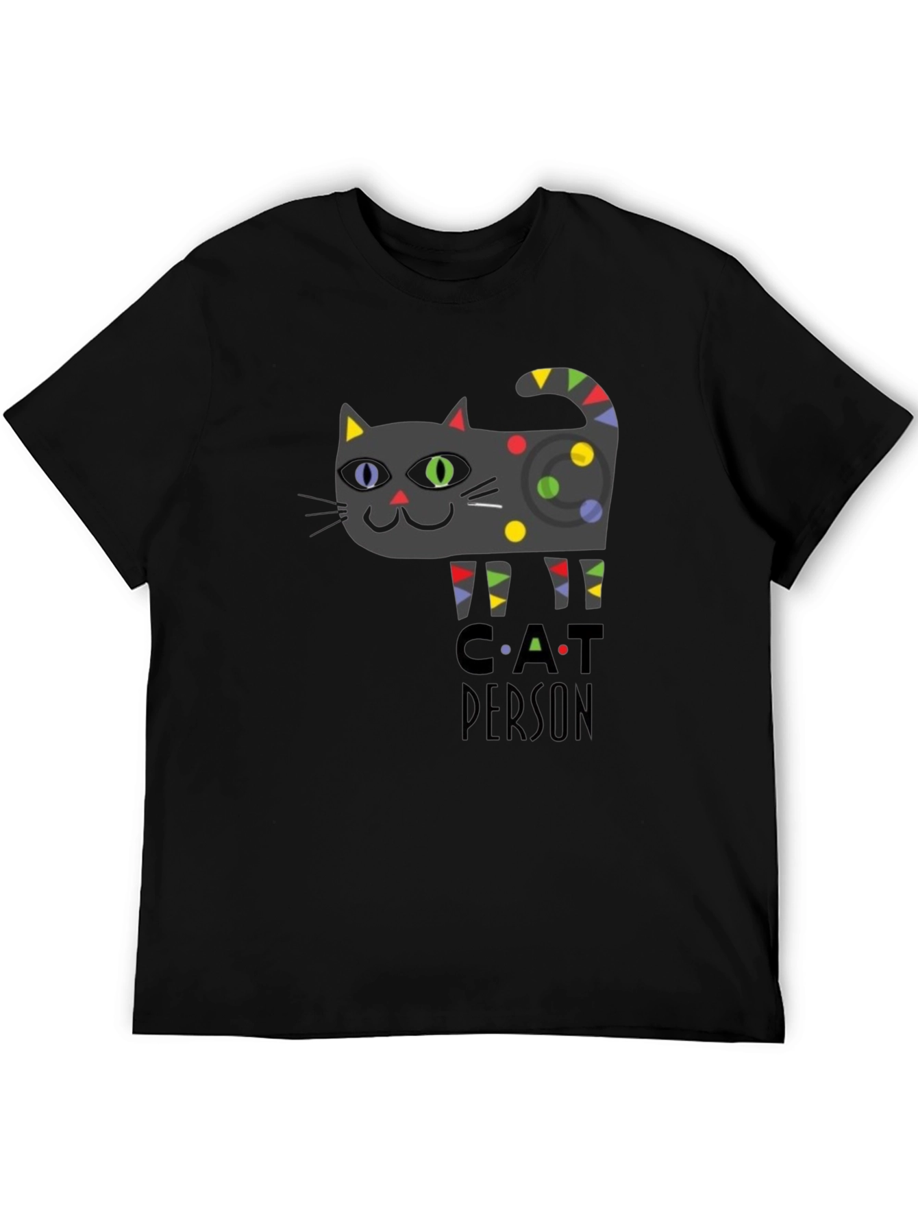 Black Cat Person Graphic Print T-Shirt - Novelty Tee view 5