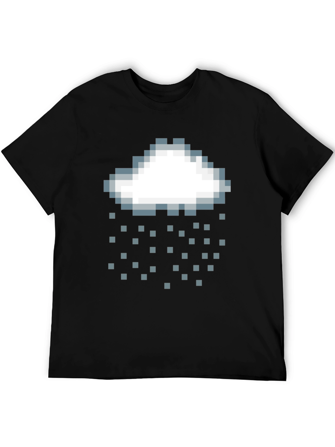 Black Pixel Rain Cloud Graphic Black T-Shirt view 5