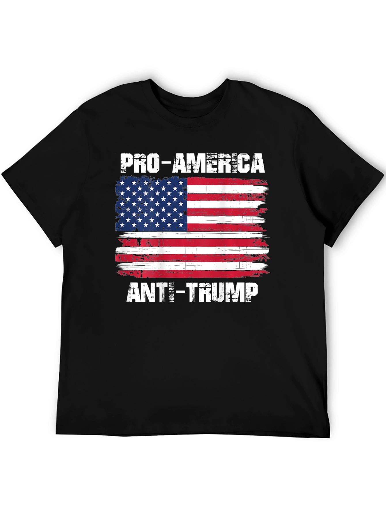 Black Pro-America Anti-Trump USA Flag T-Shirt view 5