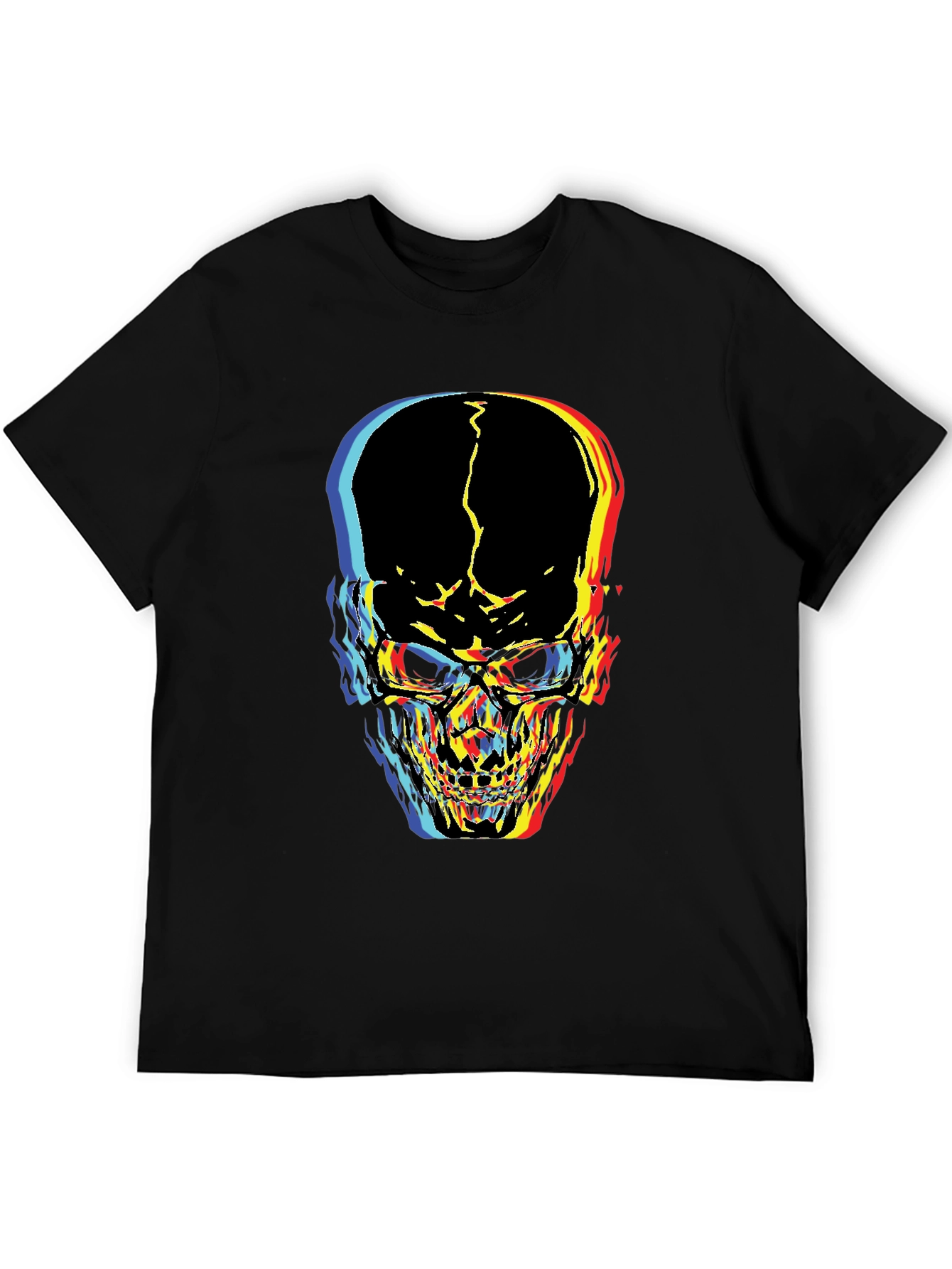 Black Distorted Skull Graphic Black T-Shirt view 5