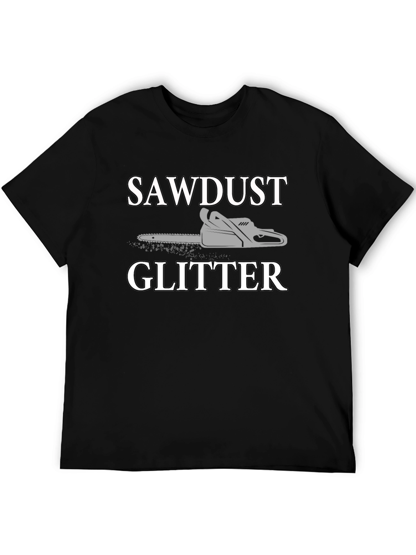 Black Sawdust Glitter T-Shirt - Black - Chainsaw Design view 5