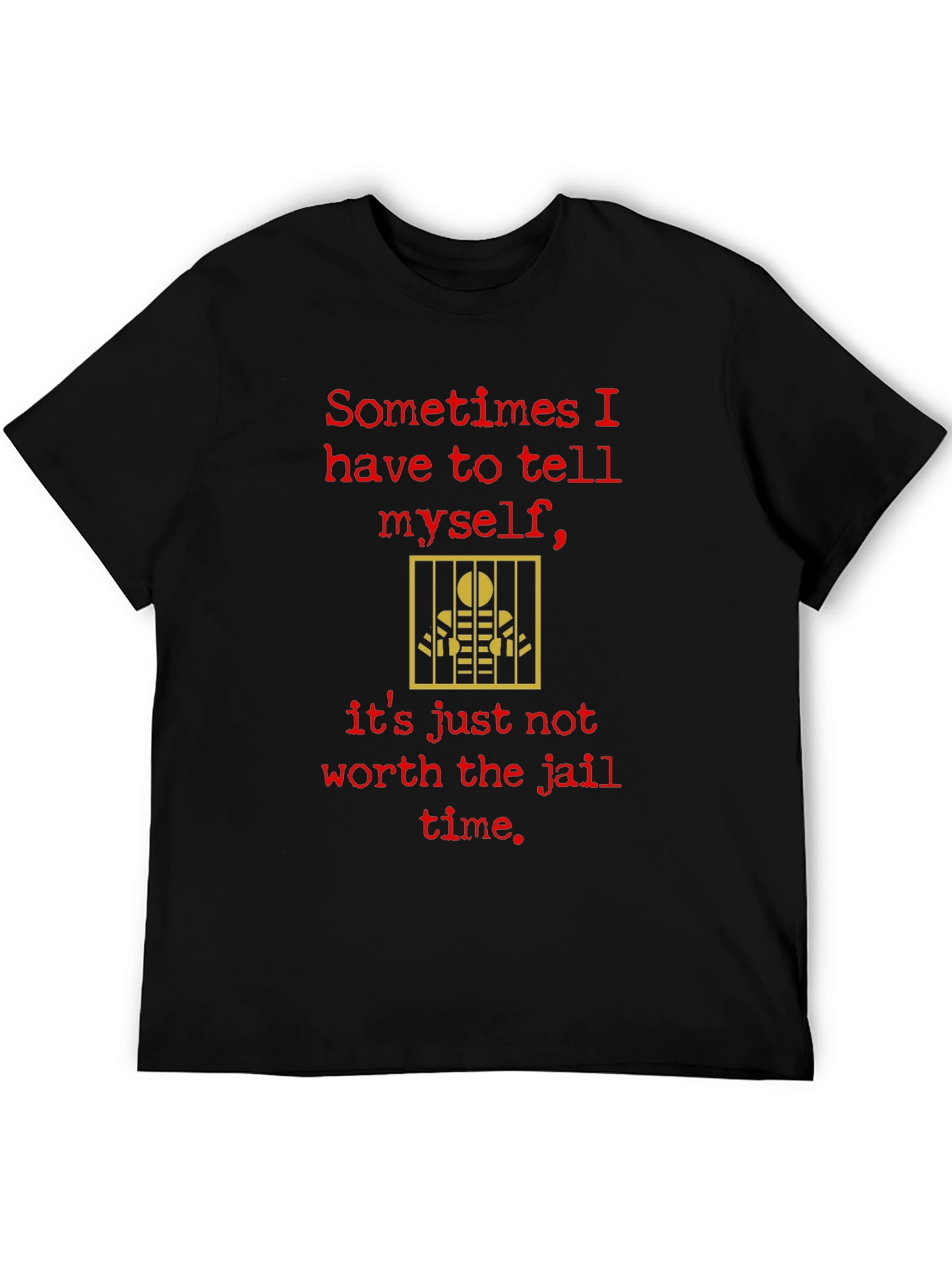 Black Funny "Jail Time" Graphic T-Shirt view 5