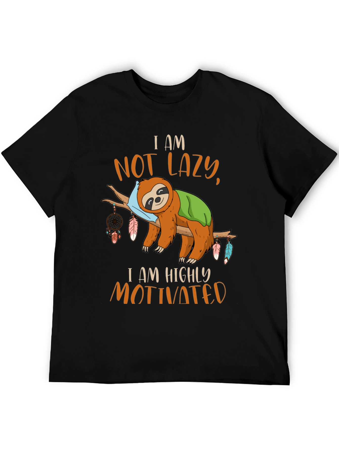 Black I Am Not Lazy Sloth Graphic Tee view 5