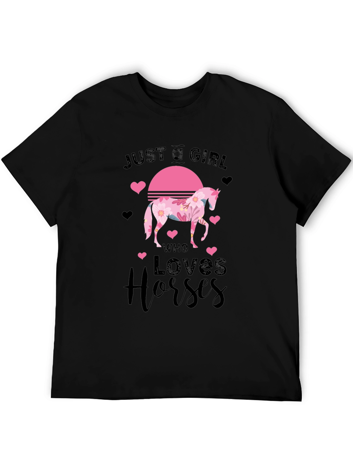 Black Just a Girl Who Loves Horses T-Shirt view 5
