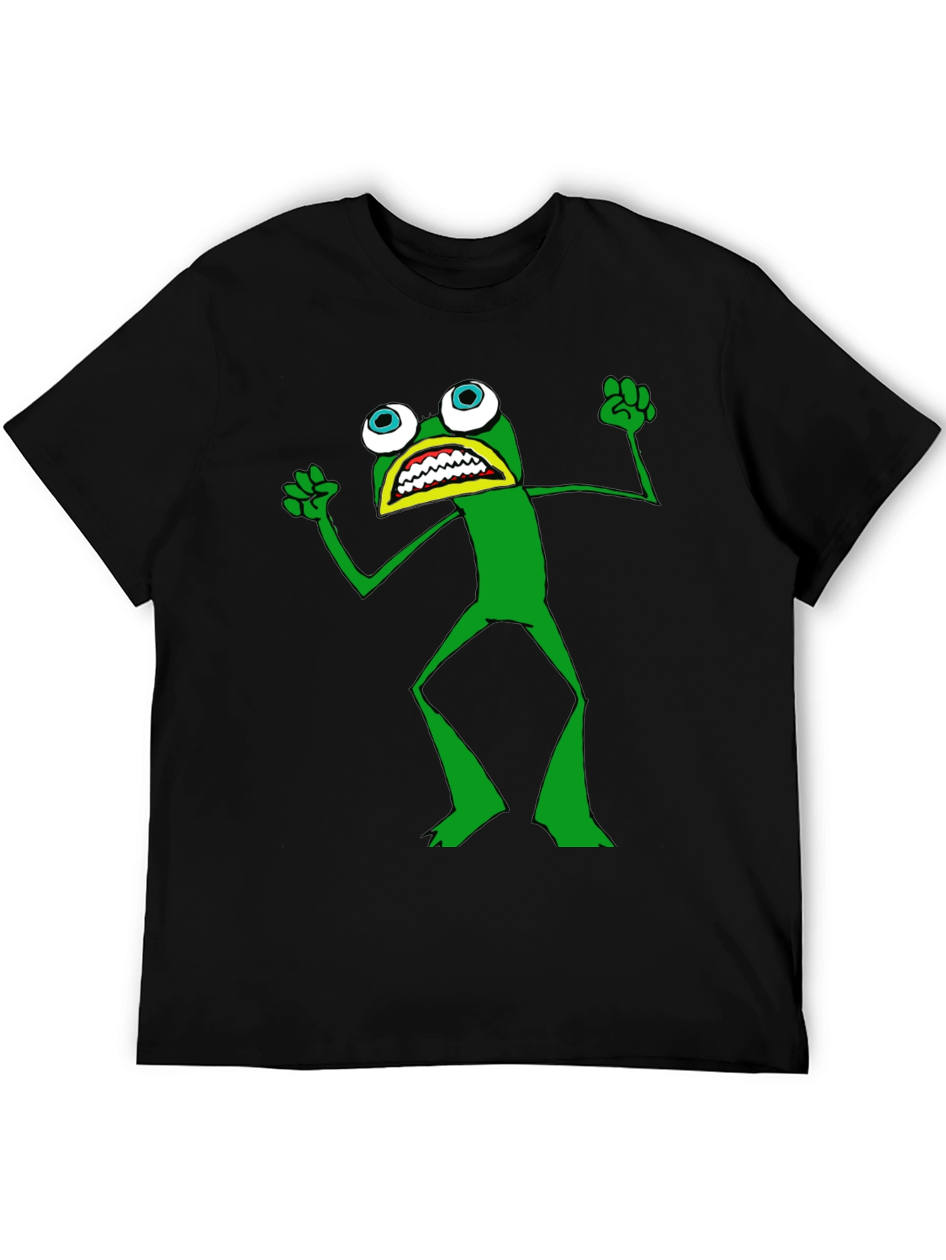 Black Frog T-Shirt - Black Crew Neck, Funny Cartoon view 5
