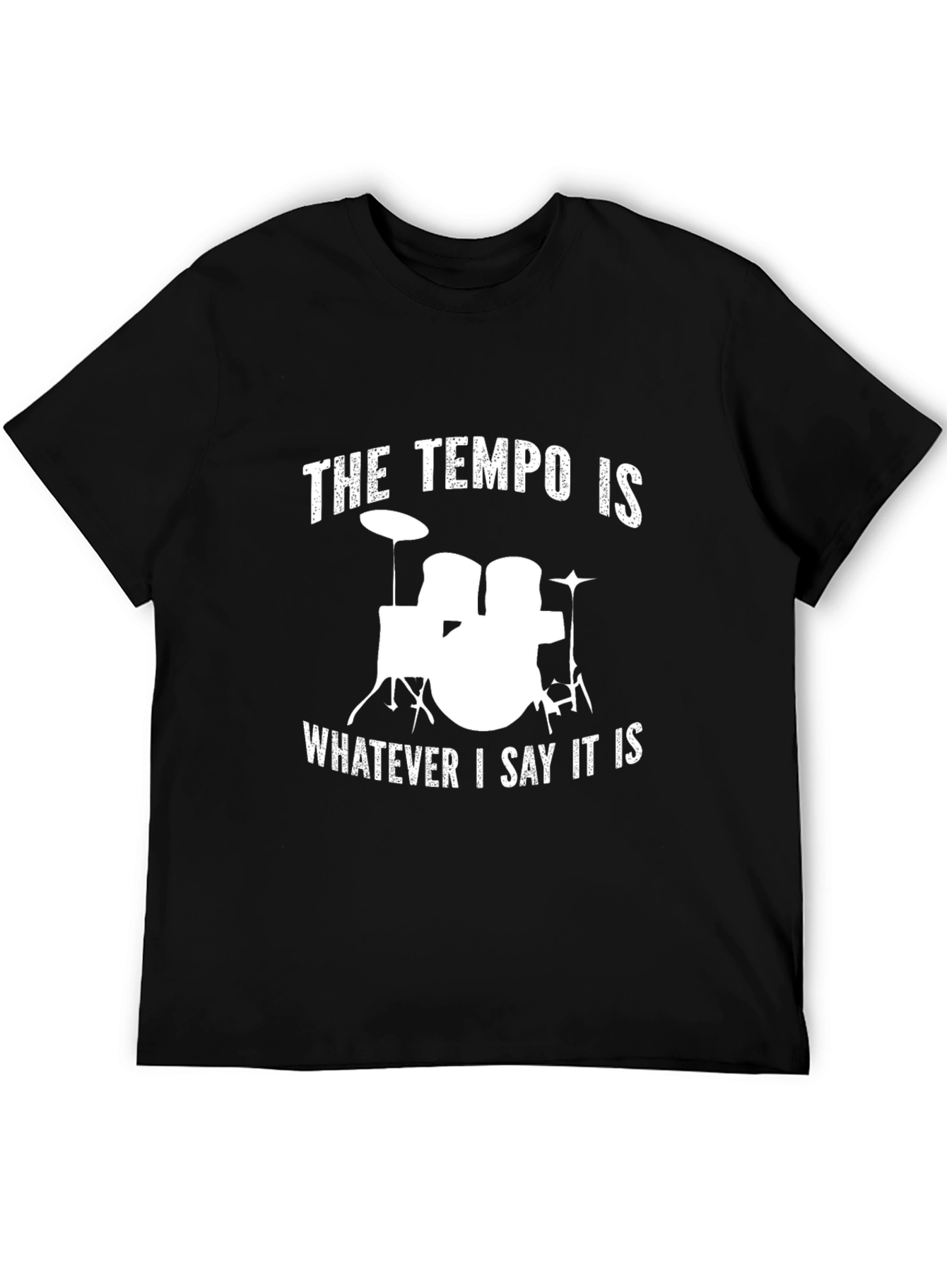 Black Drummer Tempo T-Shirt - Funny Music Tee view 5