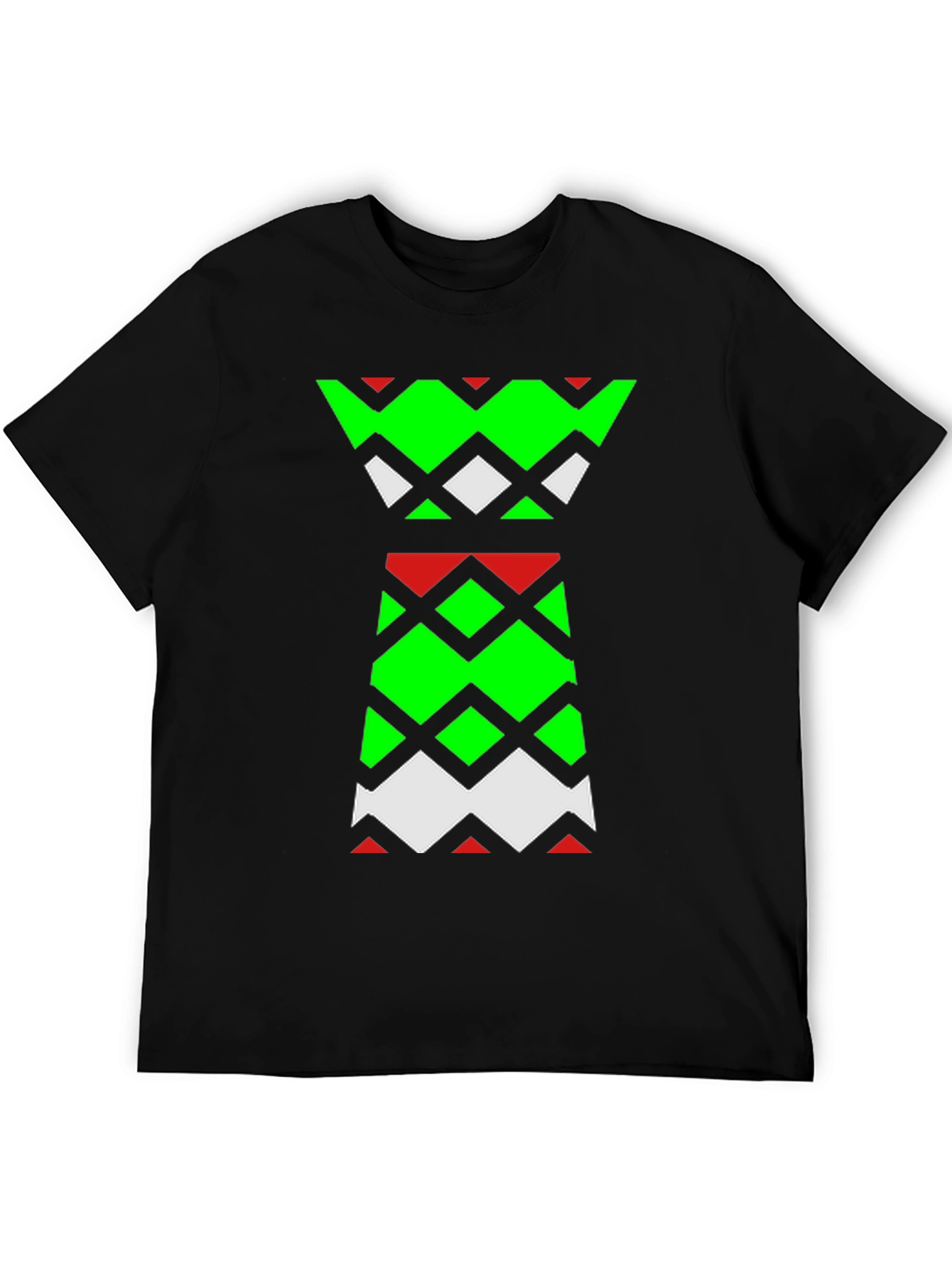 Black Geometric Pattern Tee - Modern Statement Shirt view 5