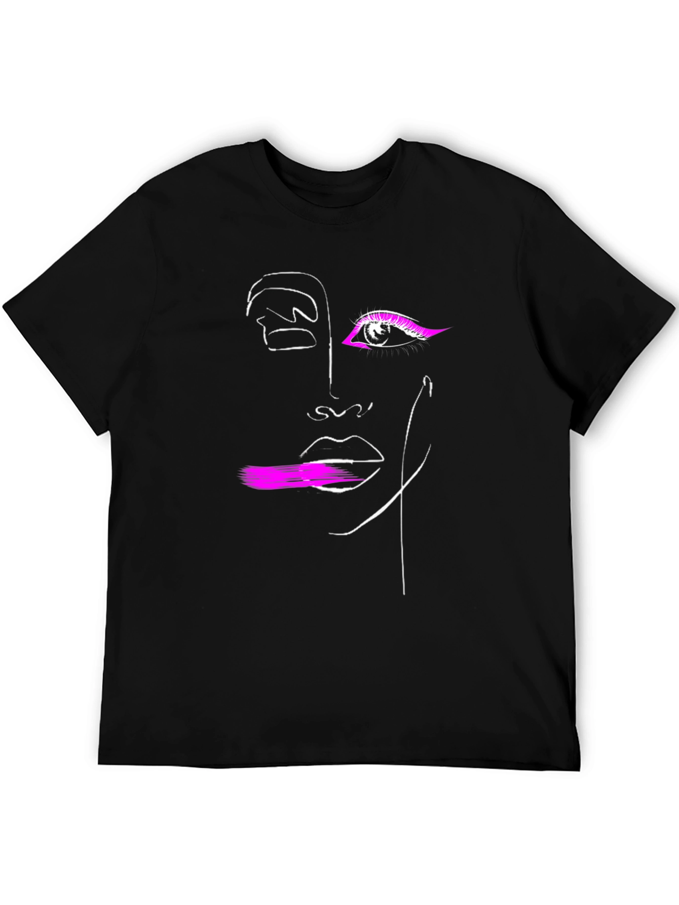 Black Abstract Line Art Graphic Tee - Stylish Minimalist Design view 5