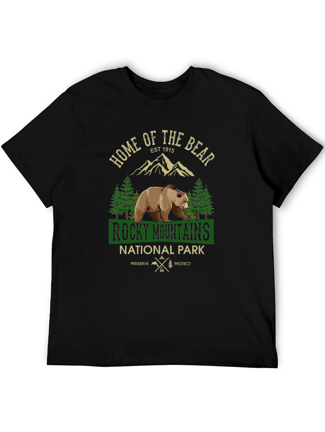 Black Rocky Mountains National Park Bear Graphic T-Shirt view 5