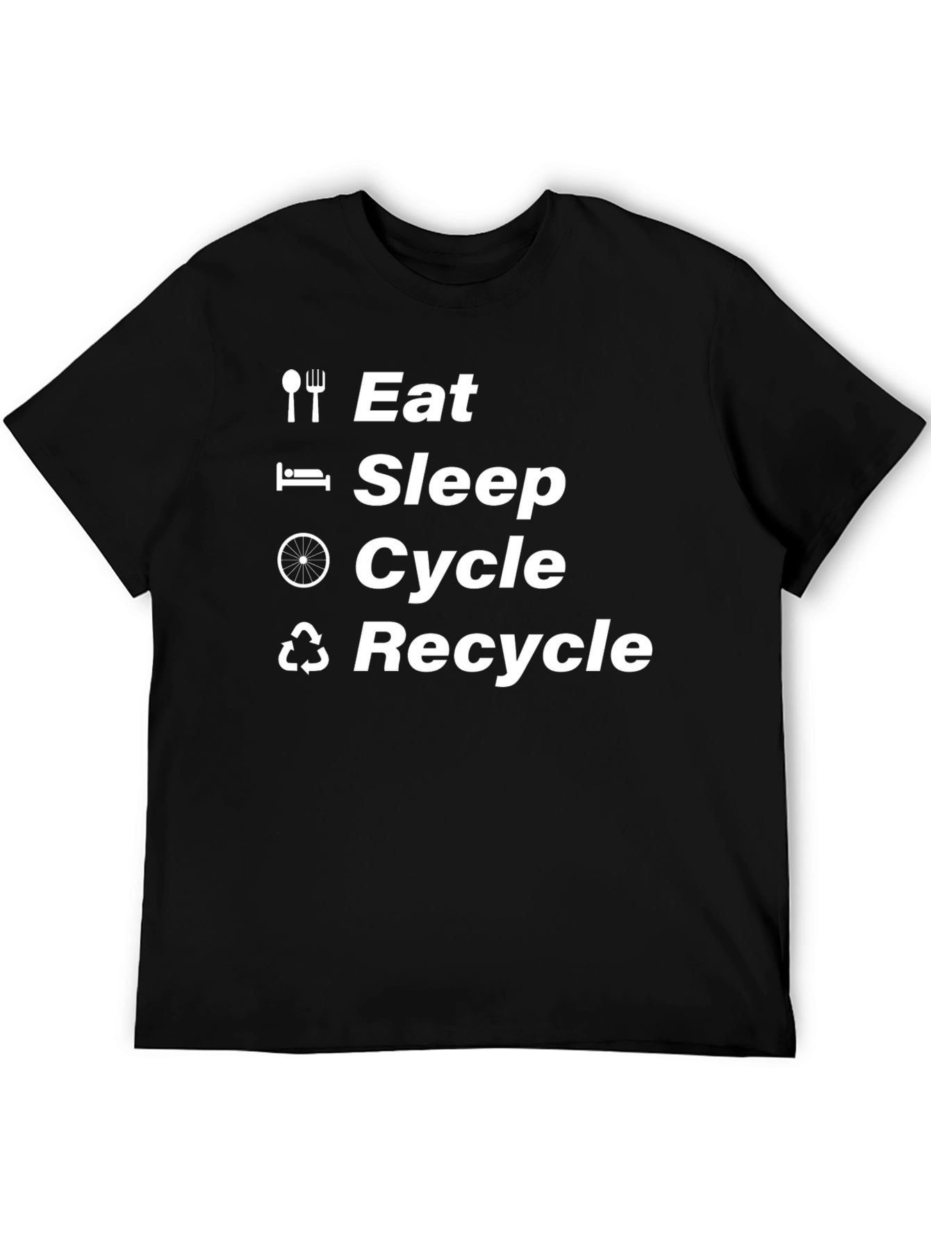 Black Eat Sleep Cycle Recycle T-Shirt view 5