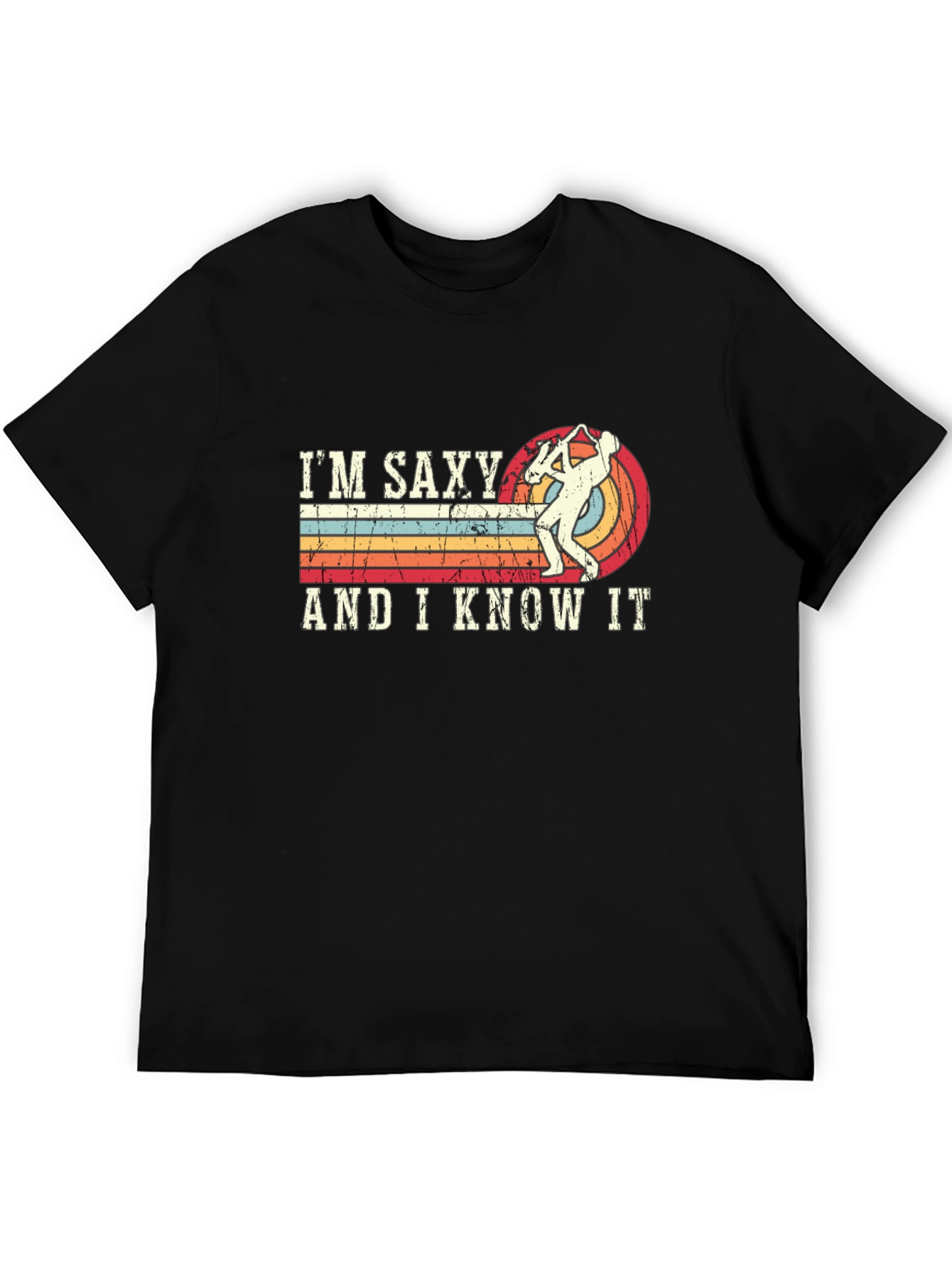 Black I'm Saxy and I Know It Black T-Shirt view 5