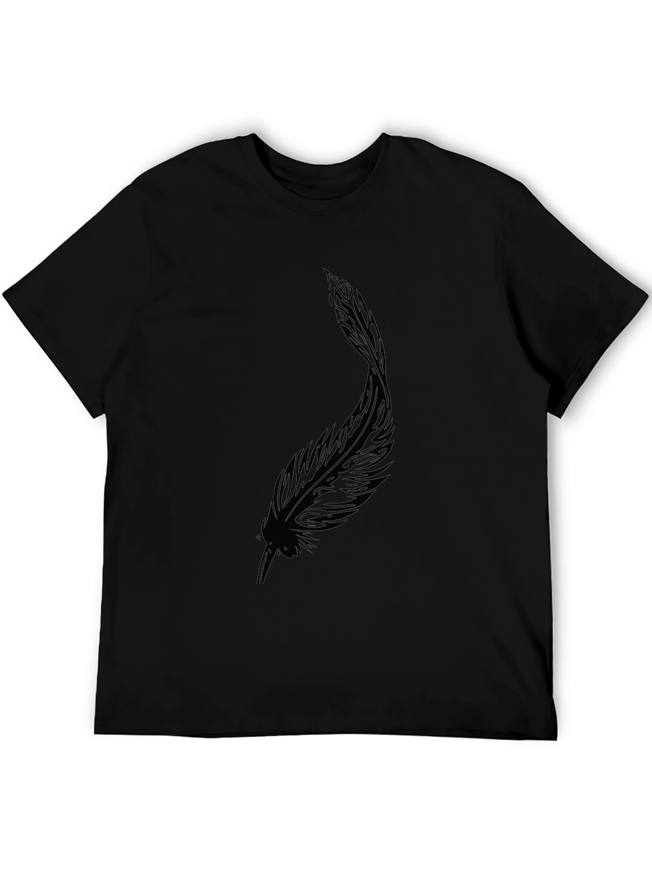 Black Black Feather Graphic Tee - Stylish Casual Wear view 5