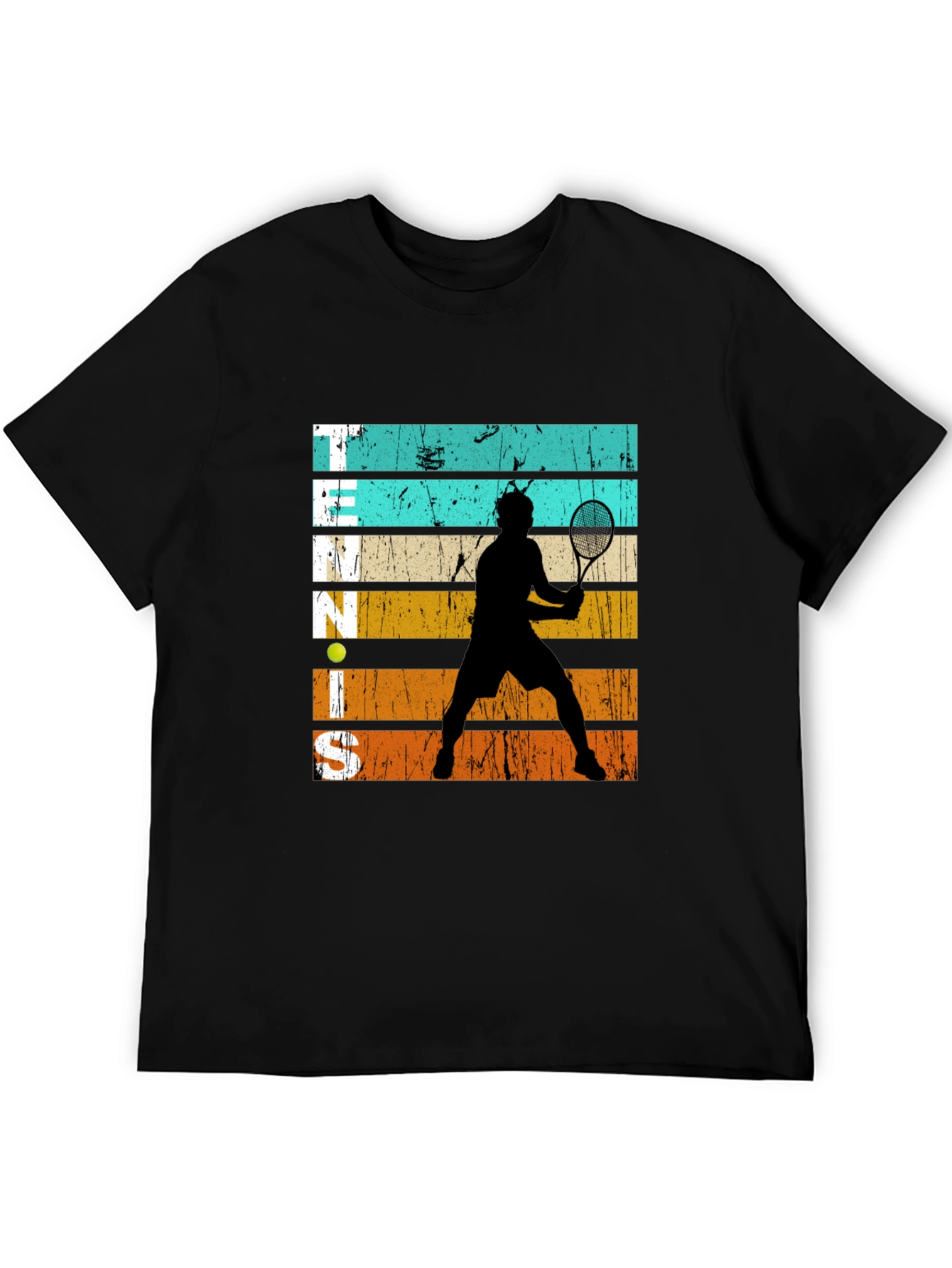 Black Retro Tennis Player Graphic T-Shirt view 5