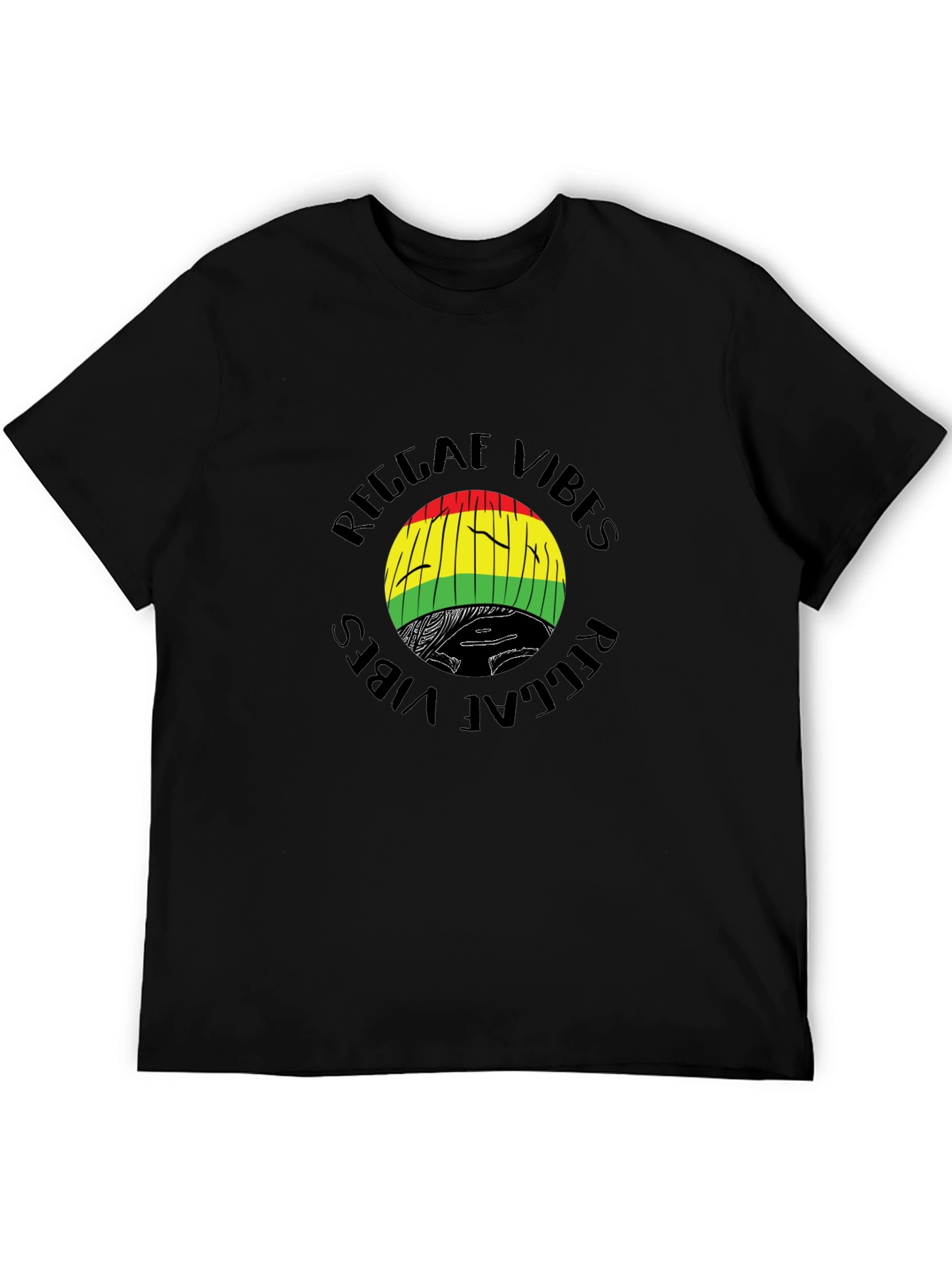 Black Reggae Vibes Graphic T-Shirt - Black view 5