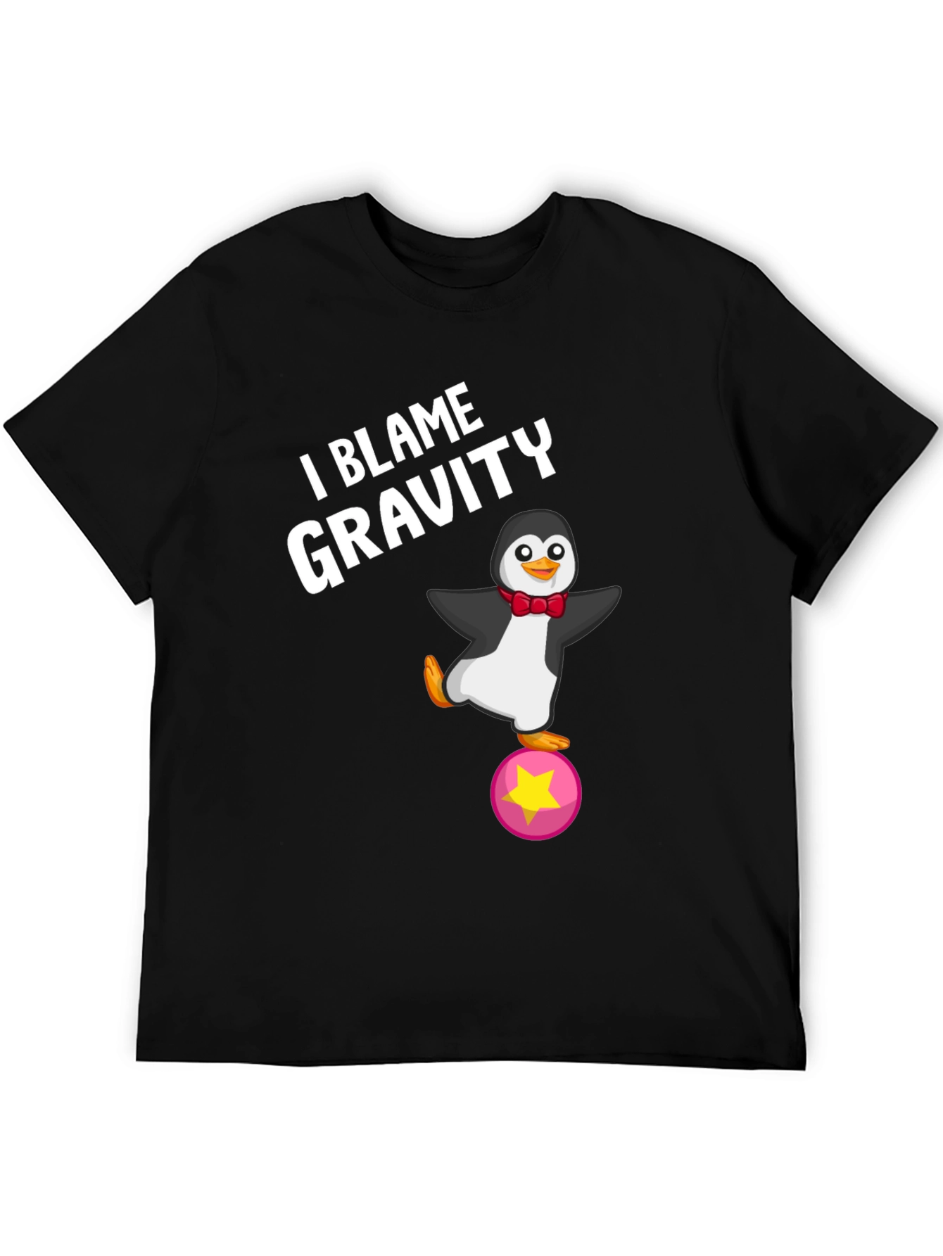 Black I Blame Gravity Penguin T-Shirt view 5